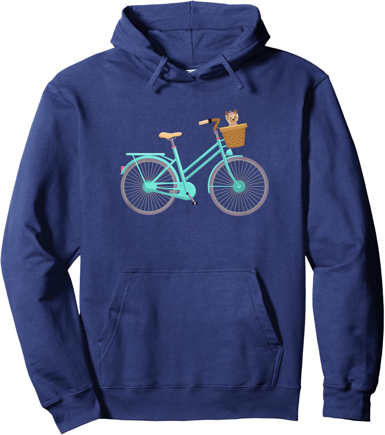 Vintage Antique Bicycle Adorable Puppy Dog In Basket Hoodie - Hoodie | Navy