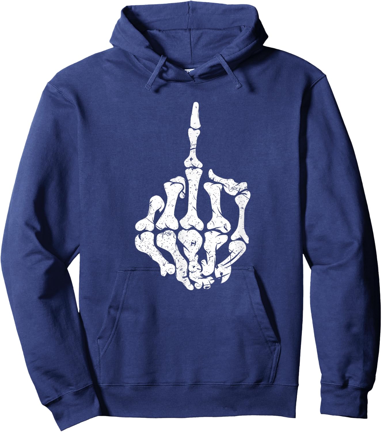 Offensive Biker Middle Finger Skull Hoodie - Hoodie | Navy
