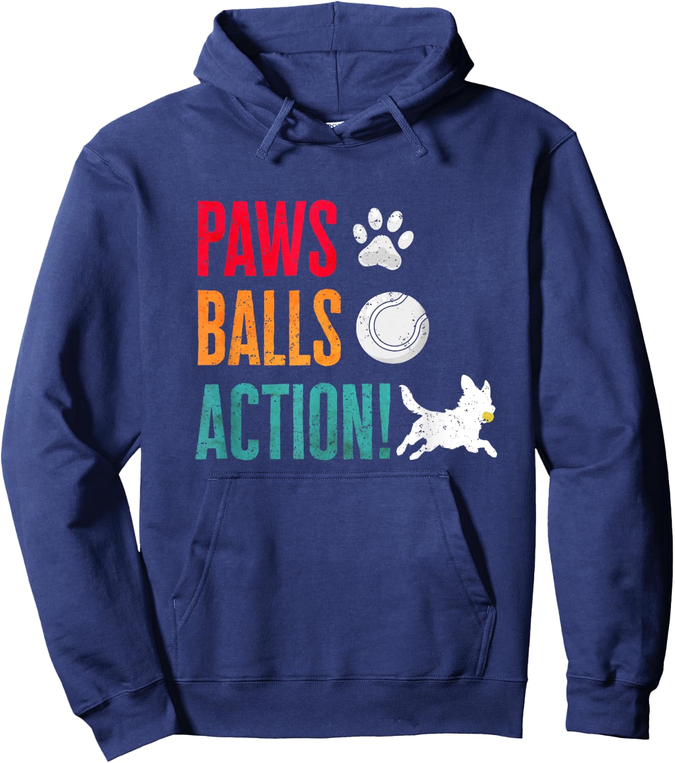 Flyball Dog Sport Flyball Paws Balls Action Flyball Hoodie - Hoodie | Navy