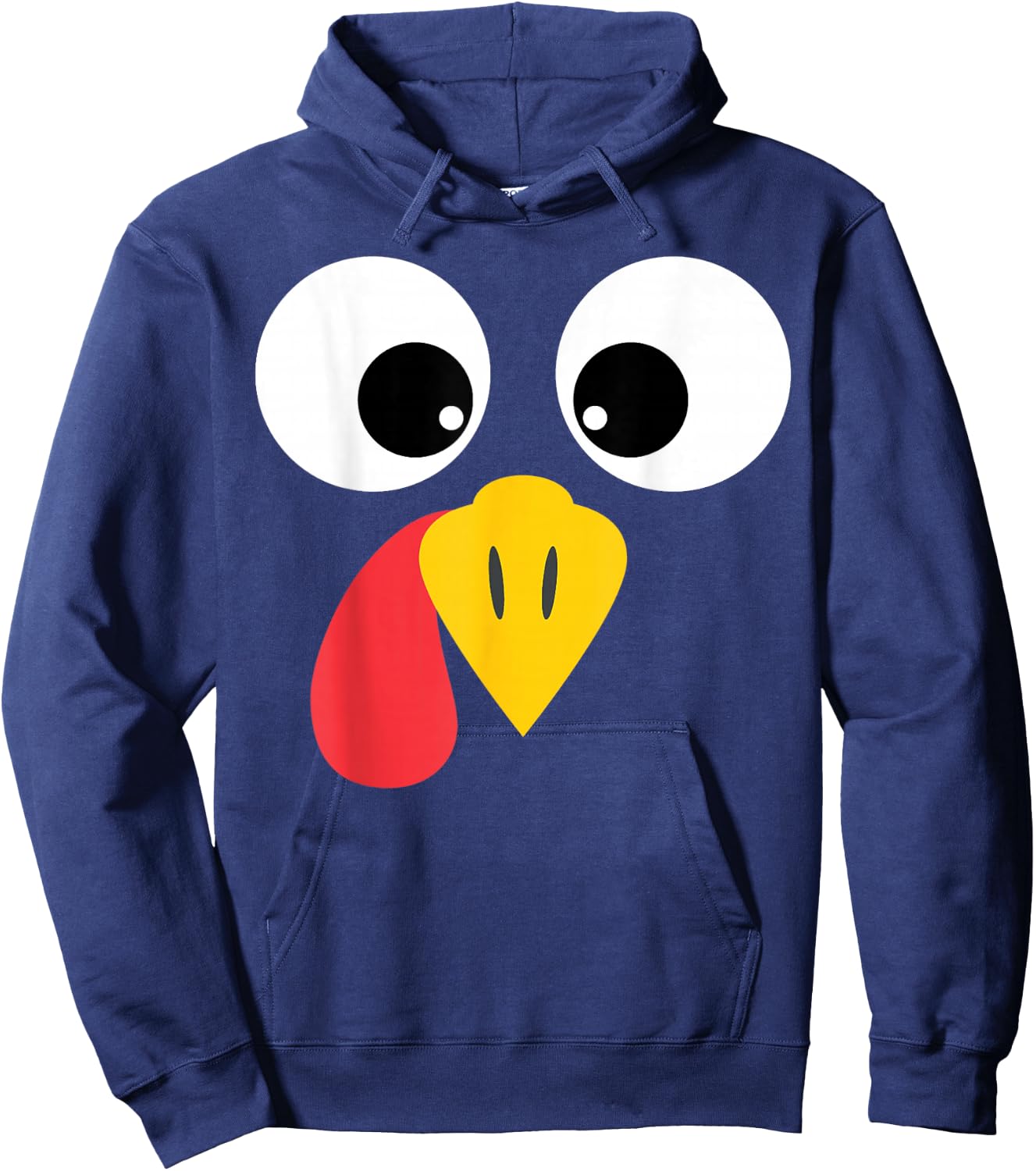 Turkey Face Big Eyes Thanksgiving Hoodie - Hoodie | Navy