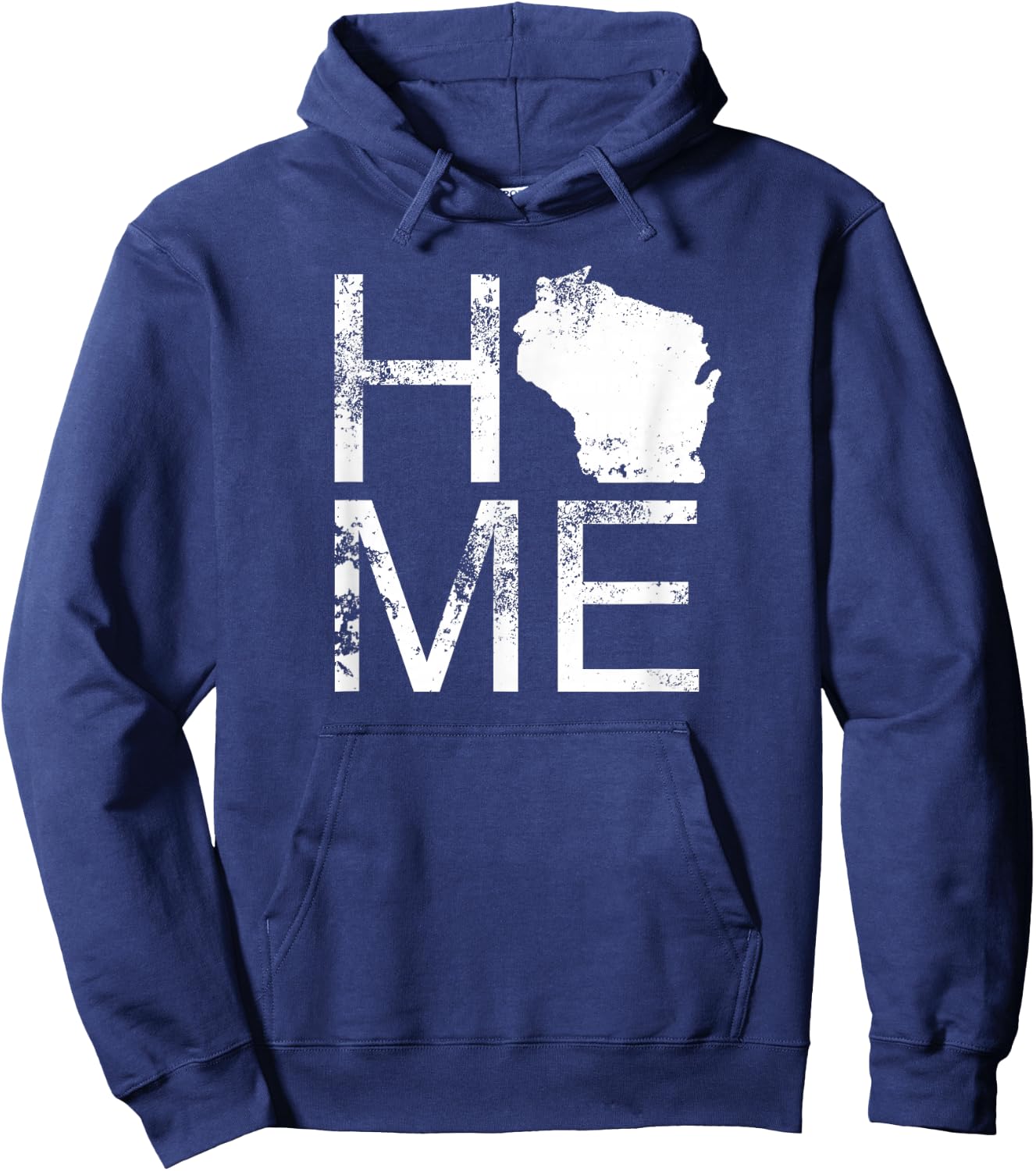 Vintage Wisconsin Home Map in Place of O WI State Wisconsin Hoodie - Hoodie | Navy