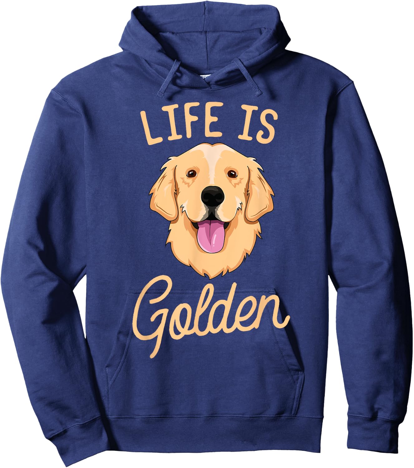 Life Is Golden Retriever Women Kids Dog Owner Gift Hoodie - Hoodie | Navy
