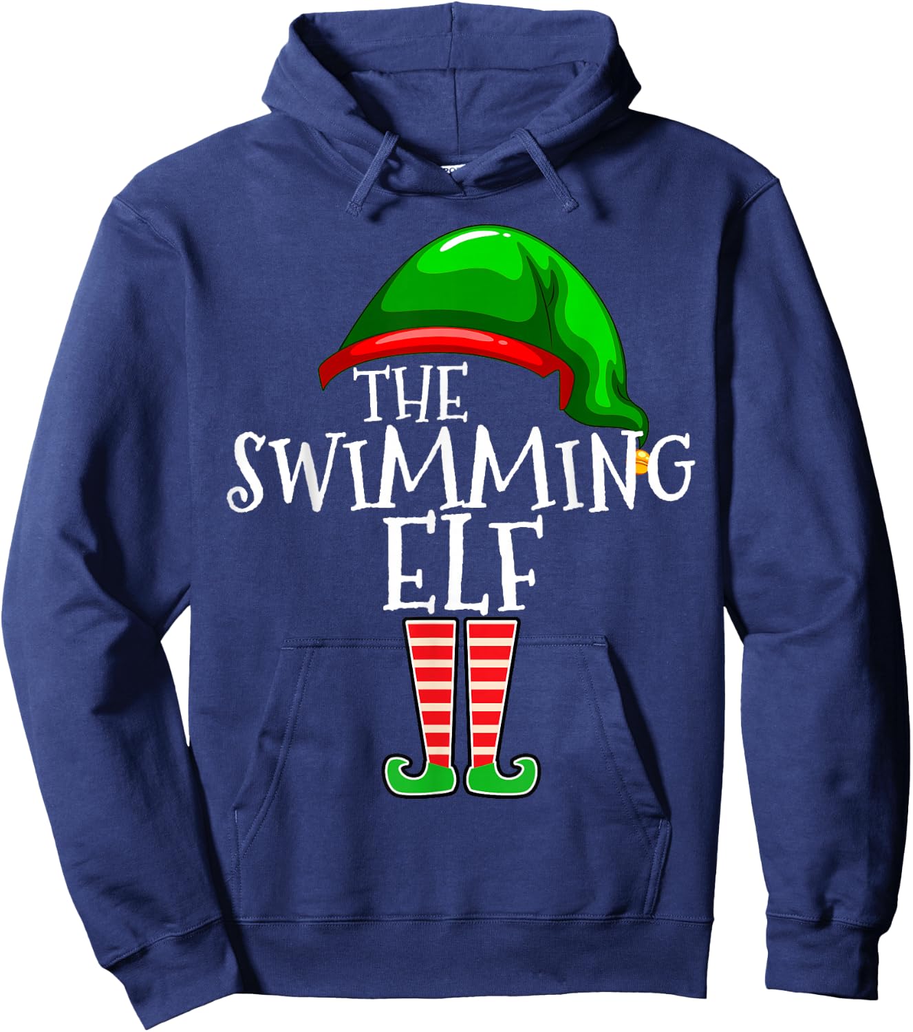 Swimming Elf Group Matching Family Christmas Gift Swimmer Hoodie - Hoodie | Navy