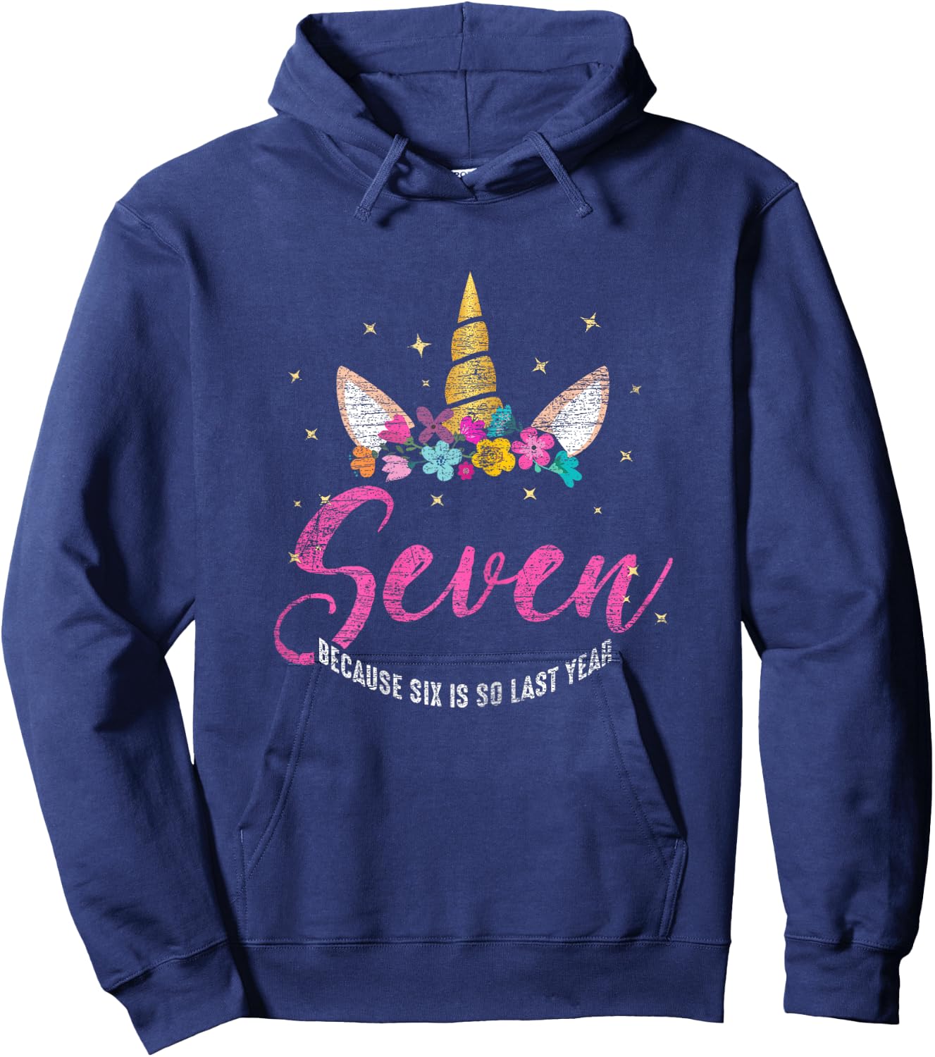 7 Years Old Birthday Girl Gifts Unicorn 7th Birthday Hoodie - Hoodie | Navy