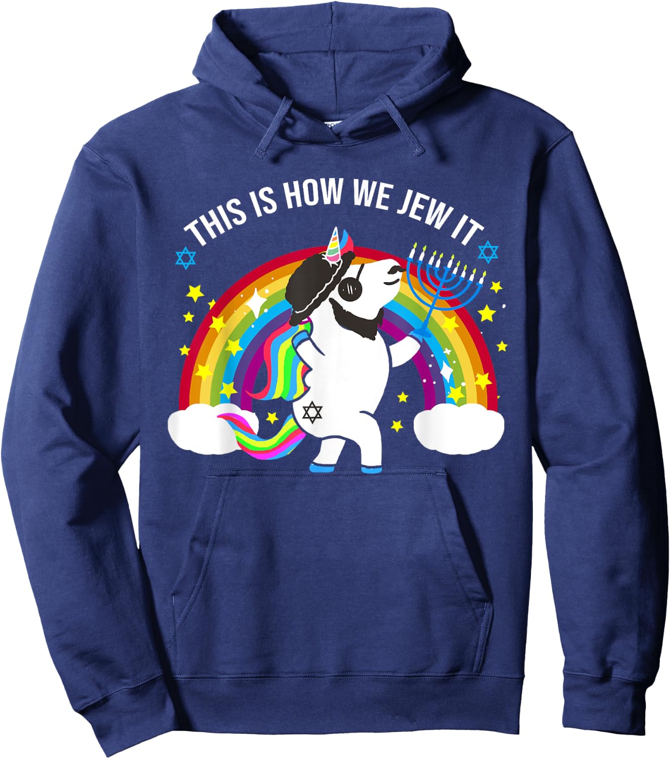 Jewnicorn Shirt - This is how we Jew it - Hanukkah Holiday Hoodie - Hoodie | Navy