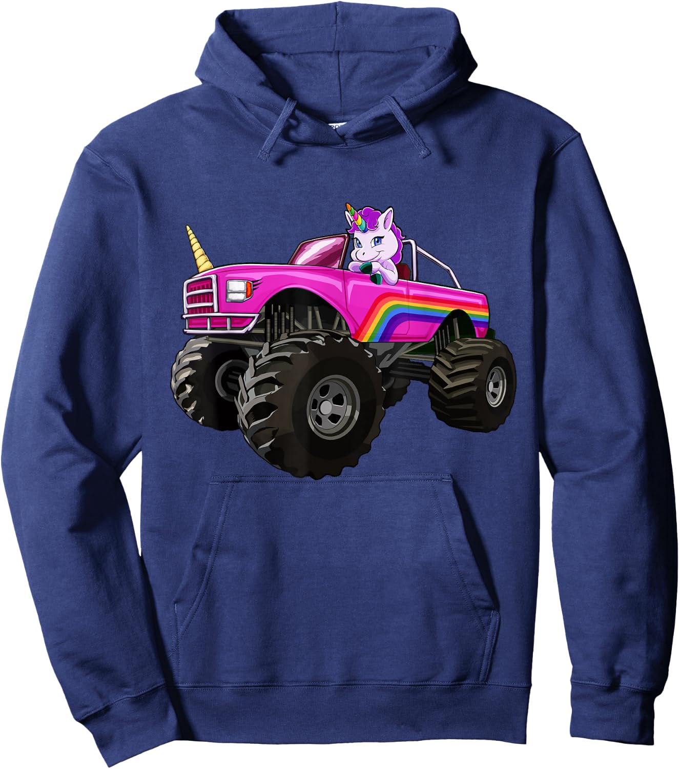 Monster Truck Unicorn T Shirt Women Kids Girl Party Gift Hoodie - Hoodie | Navy