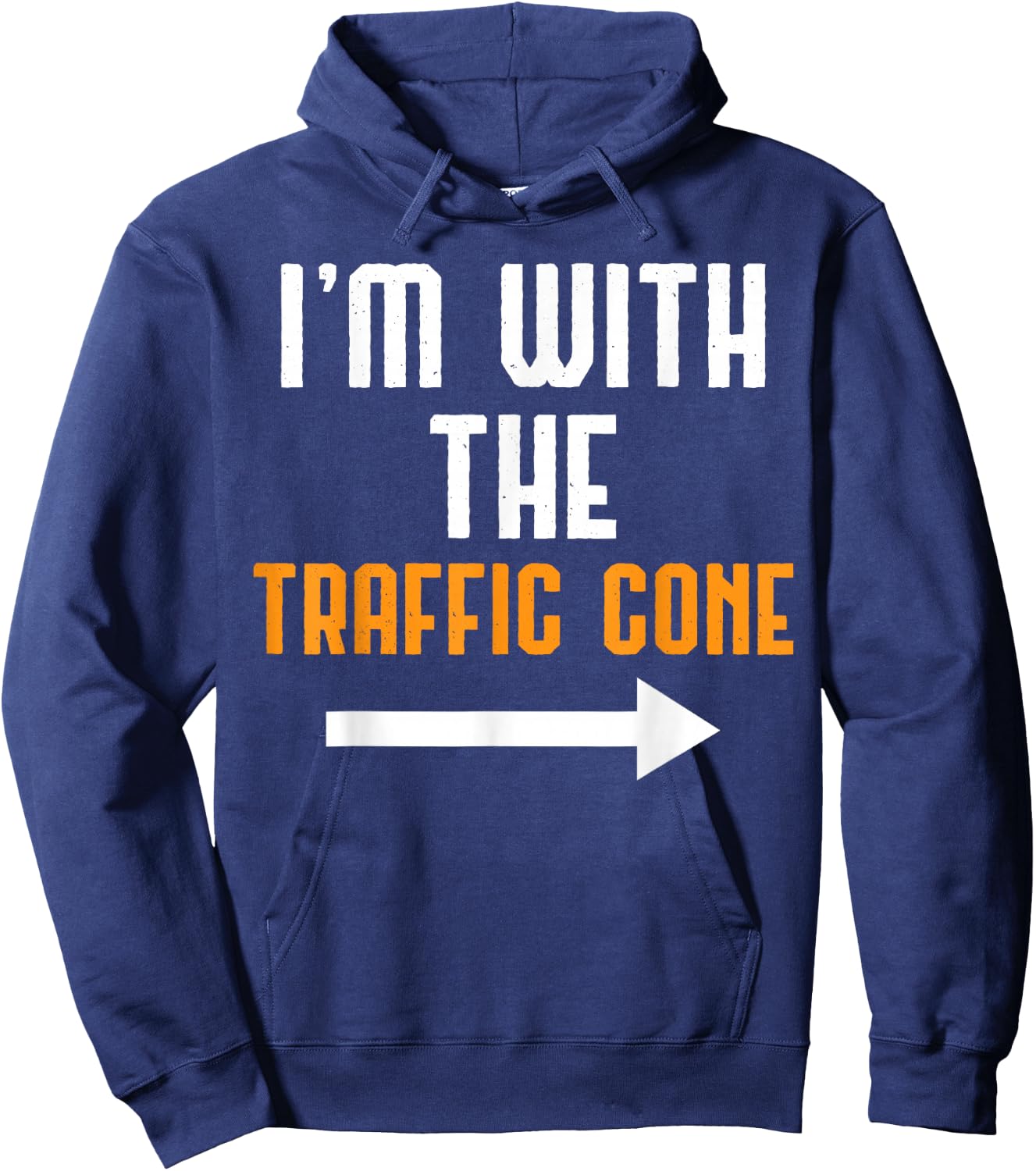 I'm With The Traffic Cone Costume Funny Halloween Couple Hoodie - Hoodie | Navy