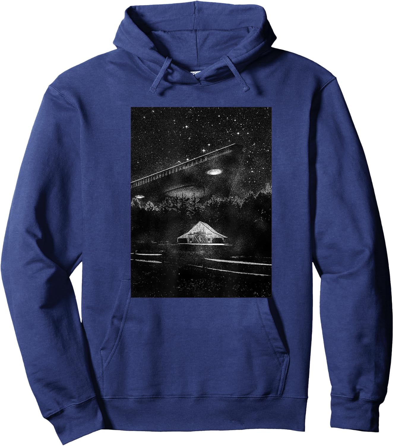 UFO Art - TR3B Triangle Spacecraft, Visiting Alien Hoodie - Hoodie | Navy