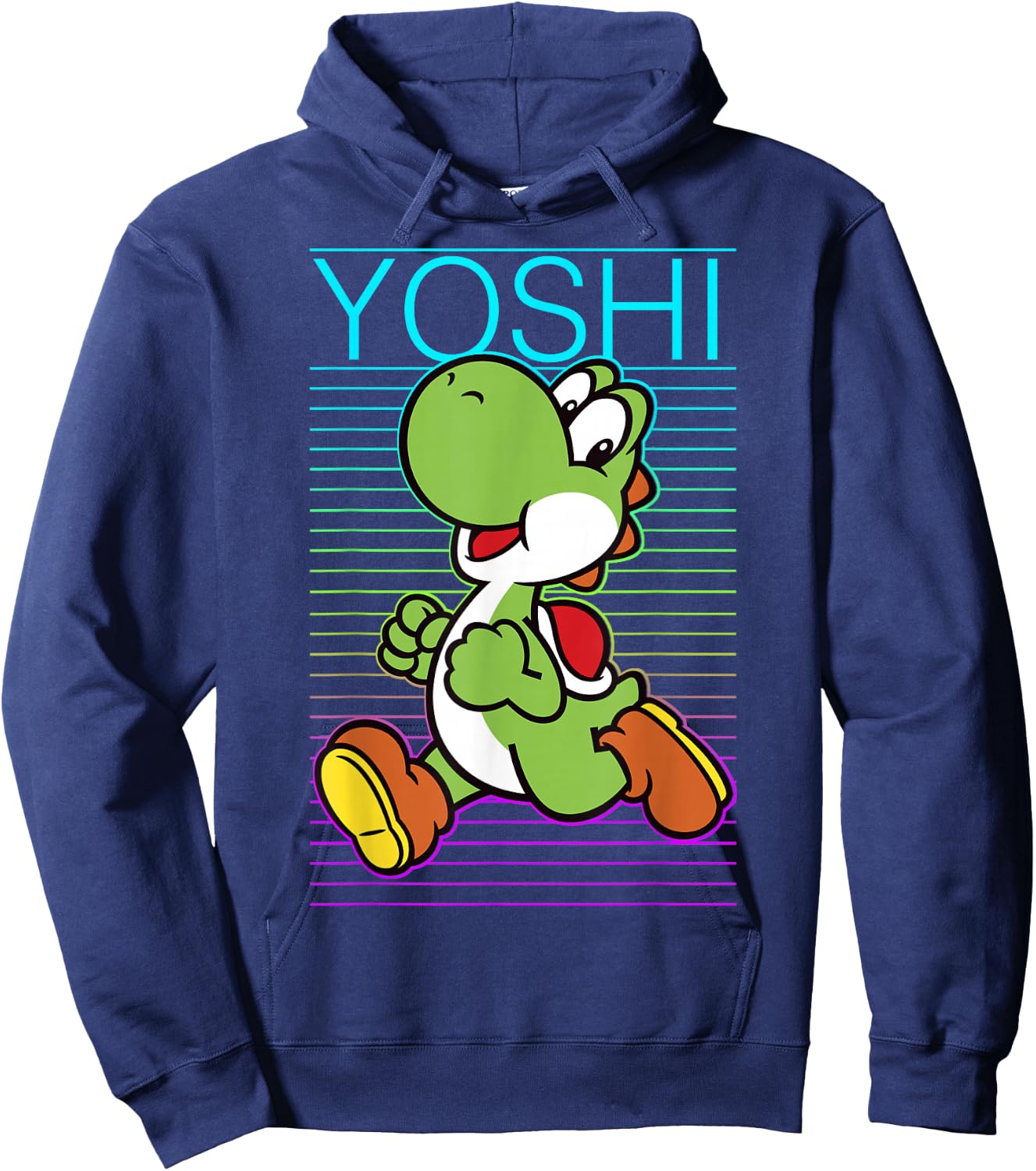 Super Mario Yoshi Retro Gradient Fade Poster Hoodie - Hoodie | Navy