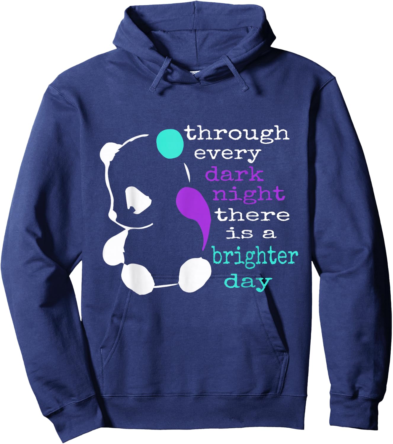 Panda Semicolon Gift Suicide Prevention Awareness Hoodie - Hoodie | Navy