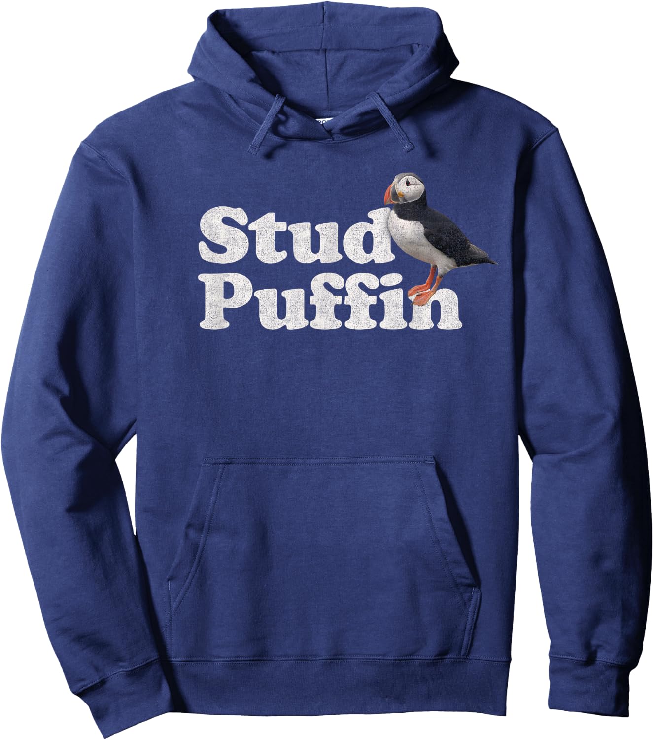Stud Puffin - Retro Vintage Style - Black - -Adults - Short Sleeve - Classic Fit - Cotton Blend - Small Hoodie - Hoodie | Navy