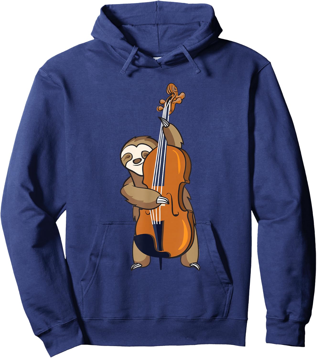 Jazz Sloth Playing Upright Bass T Shirt Cool Musician Gifts Hoodie - Hoodie | Navy