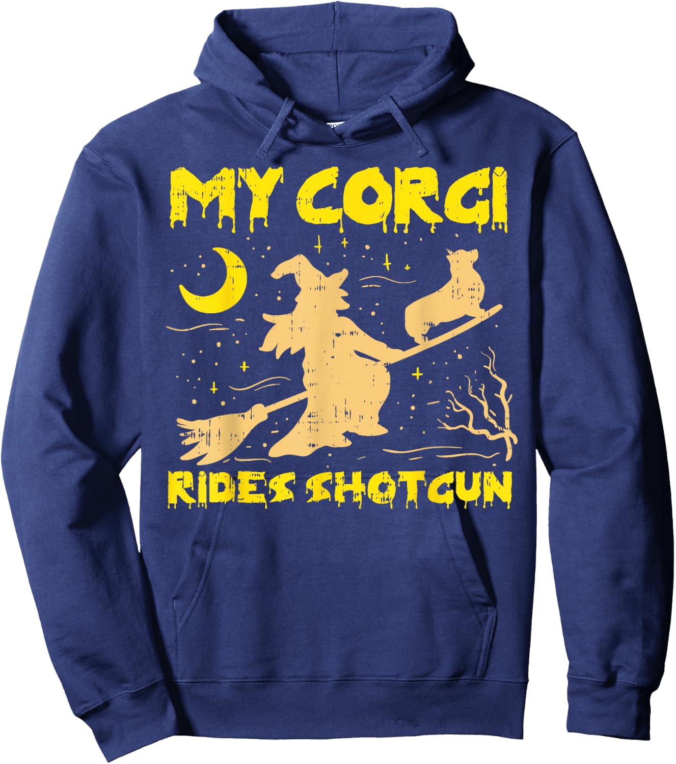 My Corgi Witch Funny Halloween Costume Dog Owner Hoodie - Hoodie | Navy