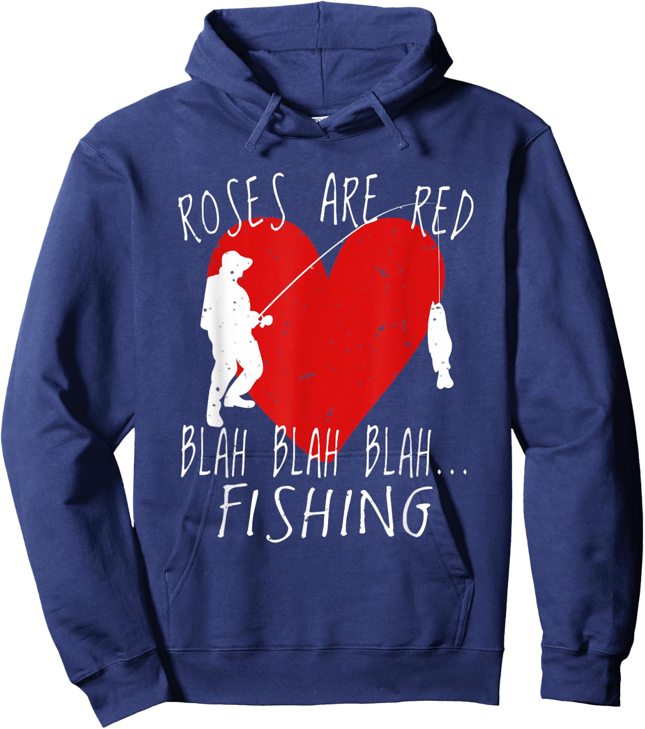 Funny Valentines Day T Shirt Men Roses Are Red Fishing Hoodie - Hoodie | Navy