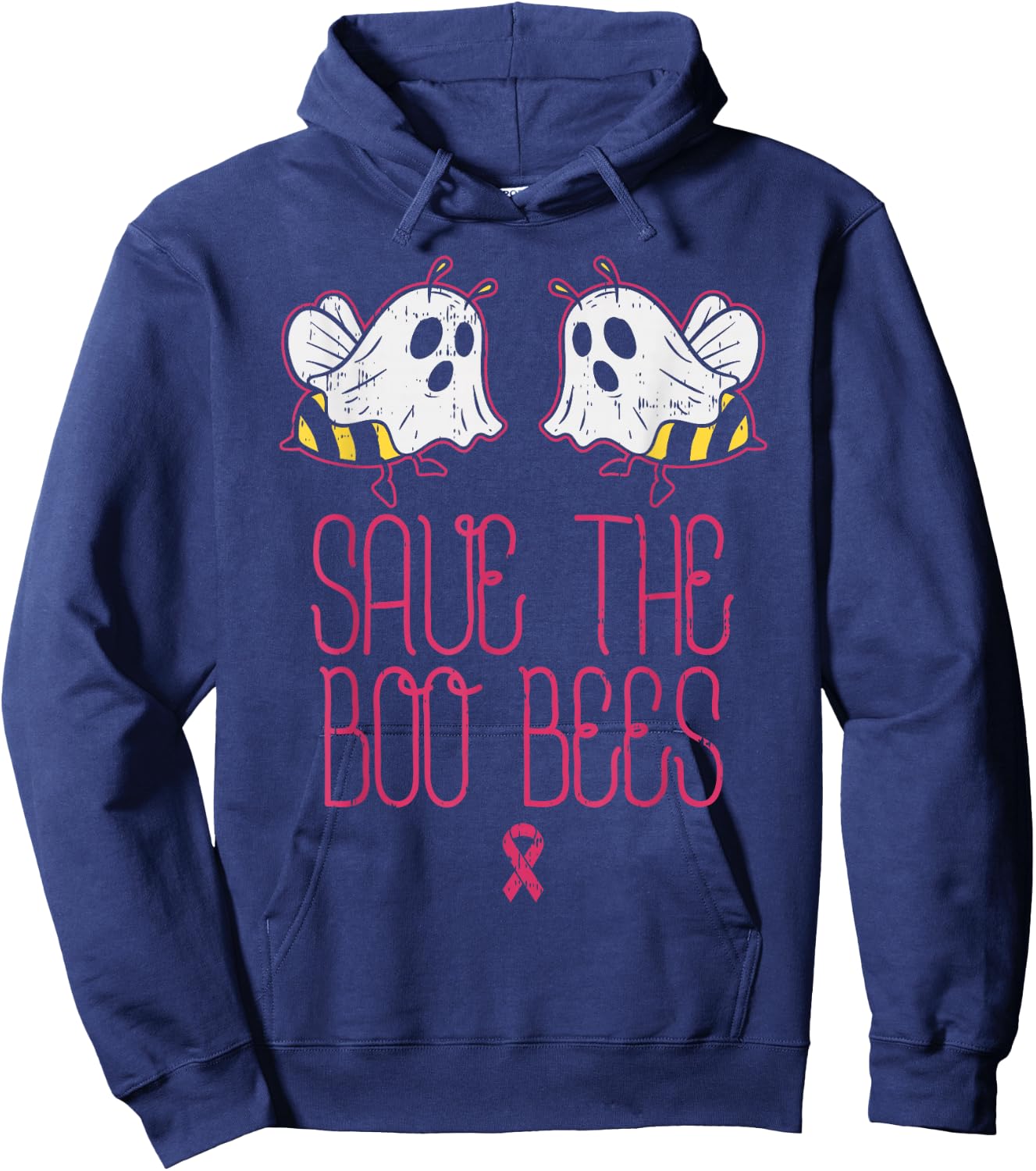 Save The Boobees Boo Bees Breast Cancer Halloween Women Hoodie - Hoodie | Navy