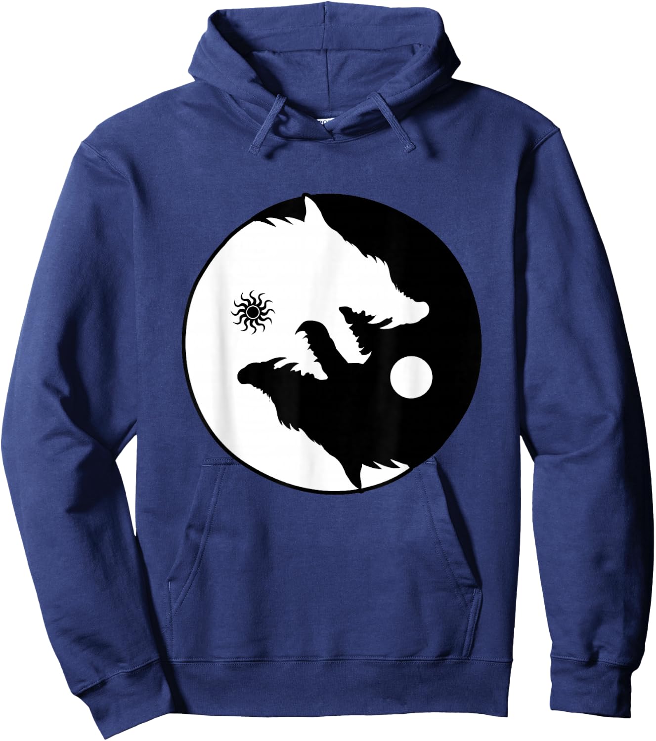 Wolf Yin Yang Sun Moon Vintage Harmony Balance Life Gift Hoodie - Hoodie | Navy