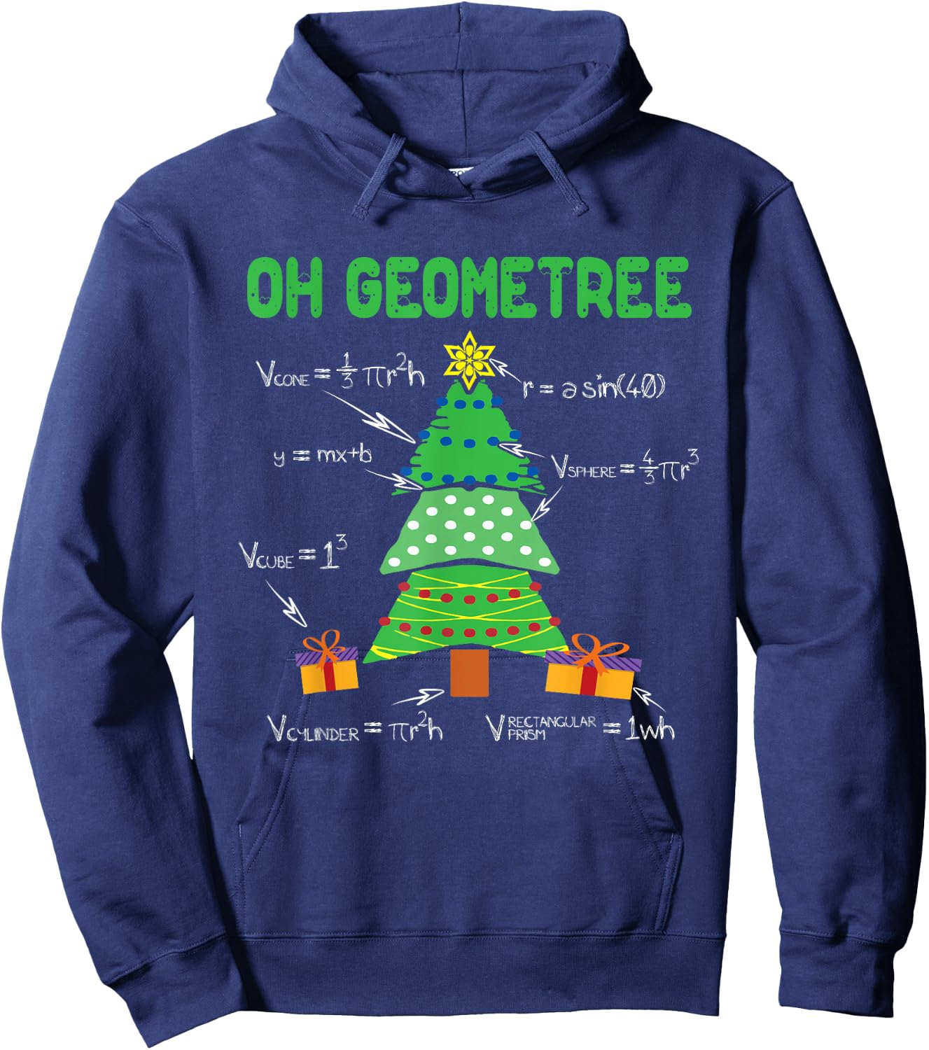 Oh Geometree Geometry Math Science Teacher Christmas Men Women Kids Hoodie - Hoodie | Navy