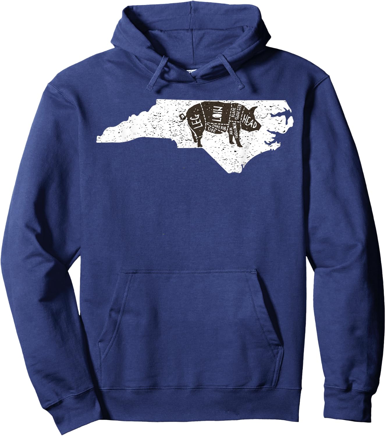 Vintage State of North Carolina Brisket BBQ Barbecue Hoodie - Hoodie | Navy