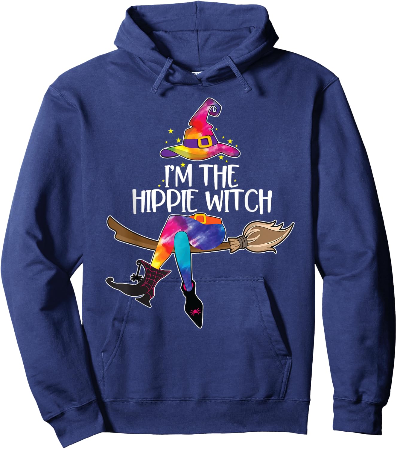Im the Hippie Witch Shirt Halloween Matching Tie Dye Group Hoodie - Hoodie | Navy