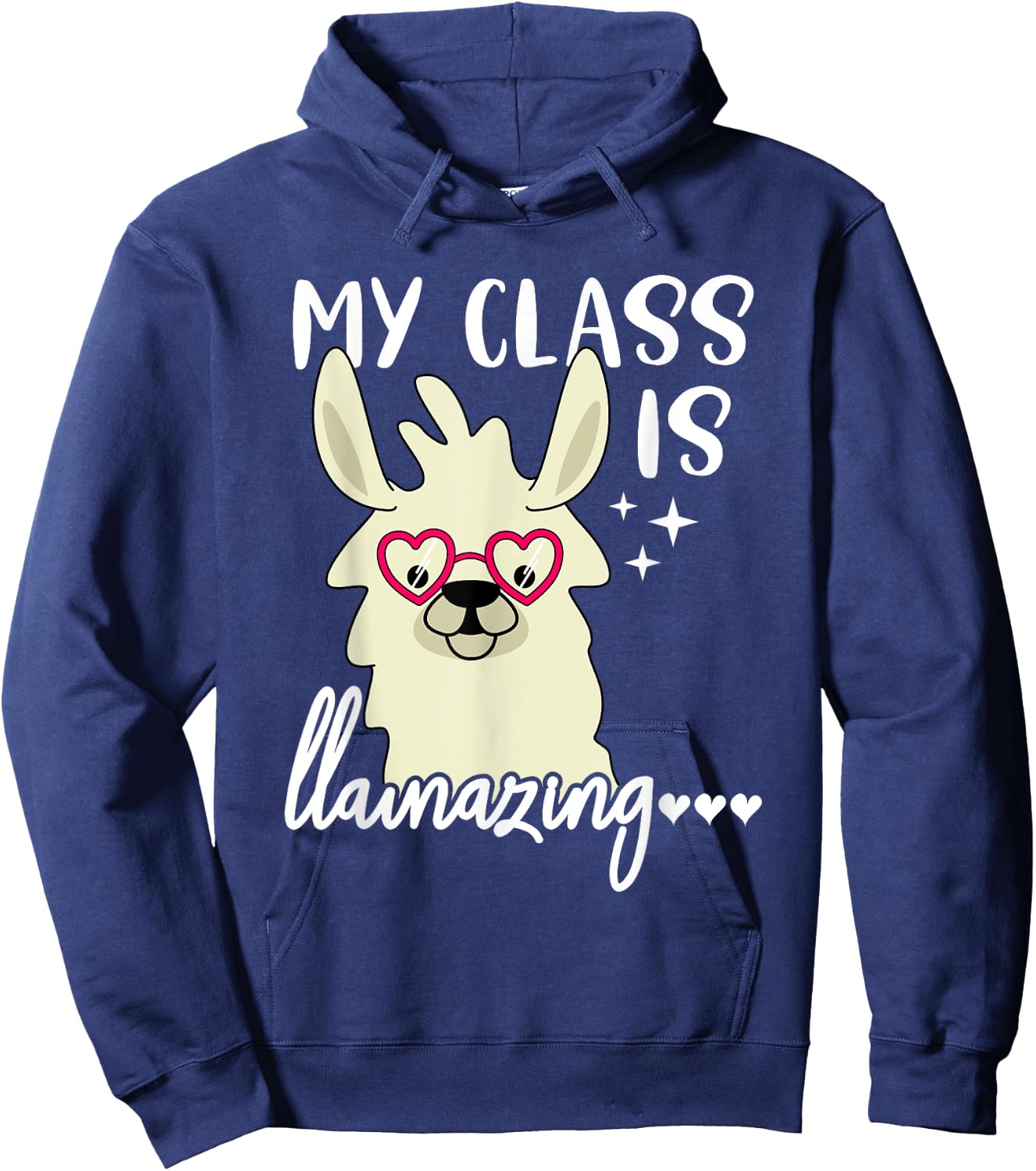 Funny Teacher Llama Drama My Class is Llamazing Women Kids Hoodie - Hoodie | Navy