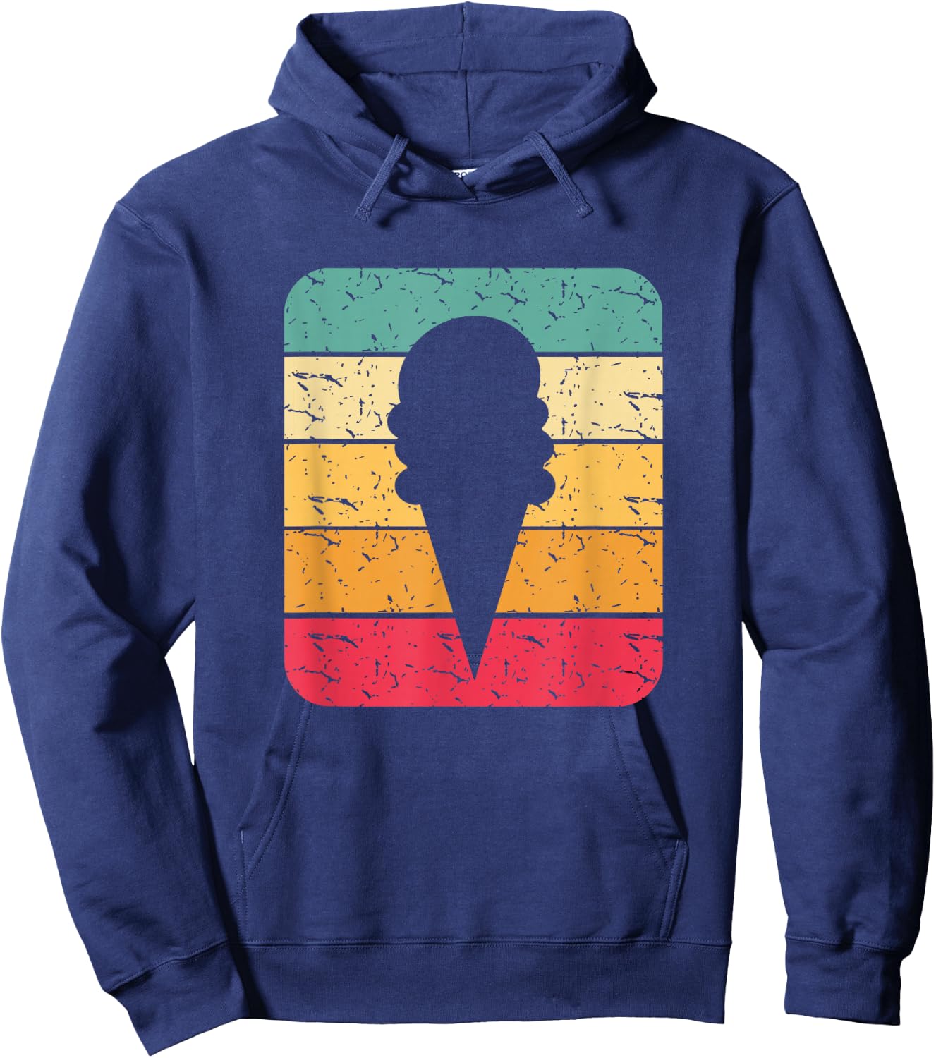 Retro Vintage Ice Cream Cone Silhouette Gift T Shirt Hoodie - Hoodie | Navy