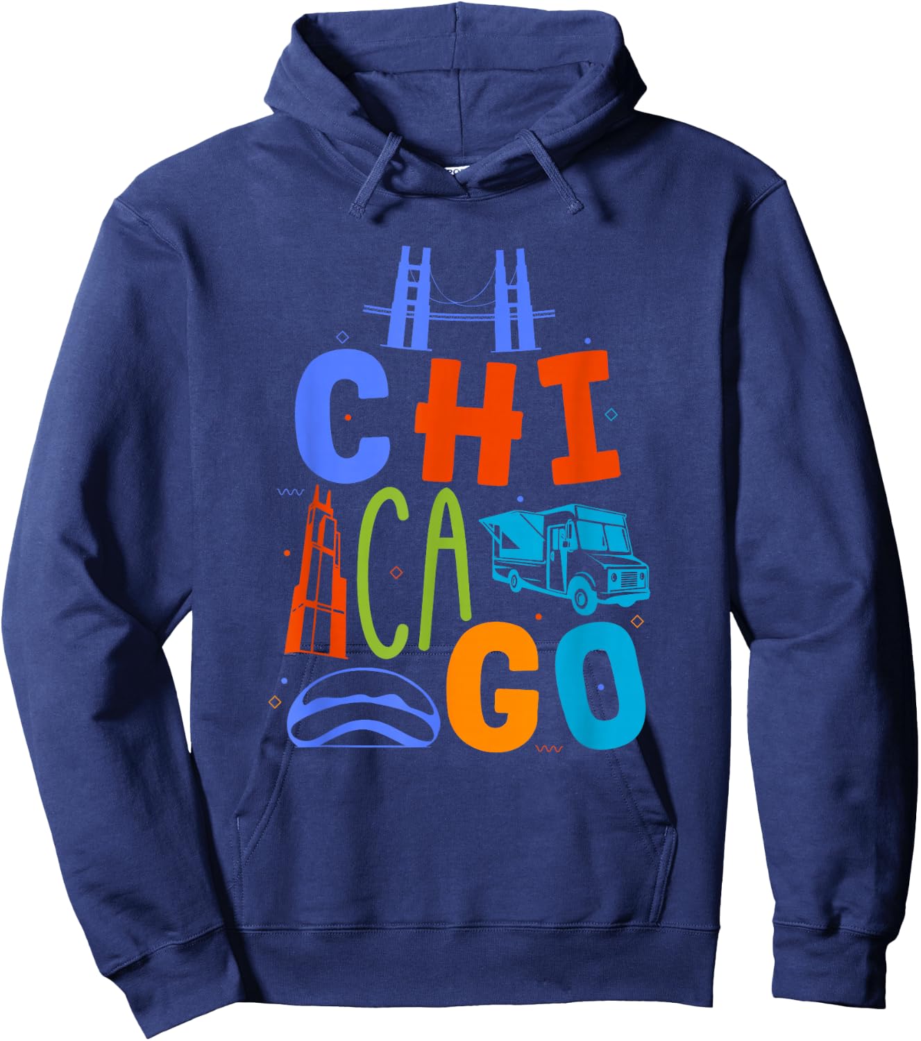 Chicago Souvenir Skyline Chicago Lover Illinois Chicago Hoodie - Hoodie | Navy