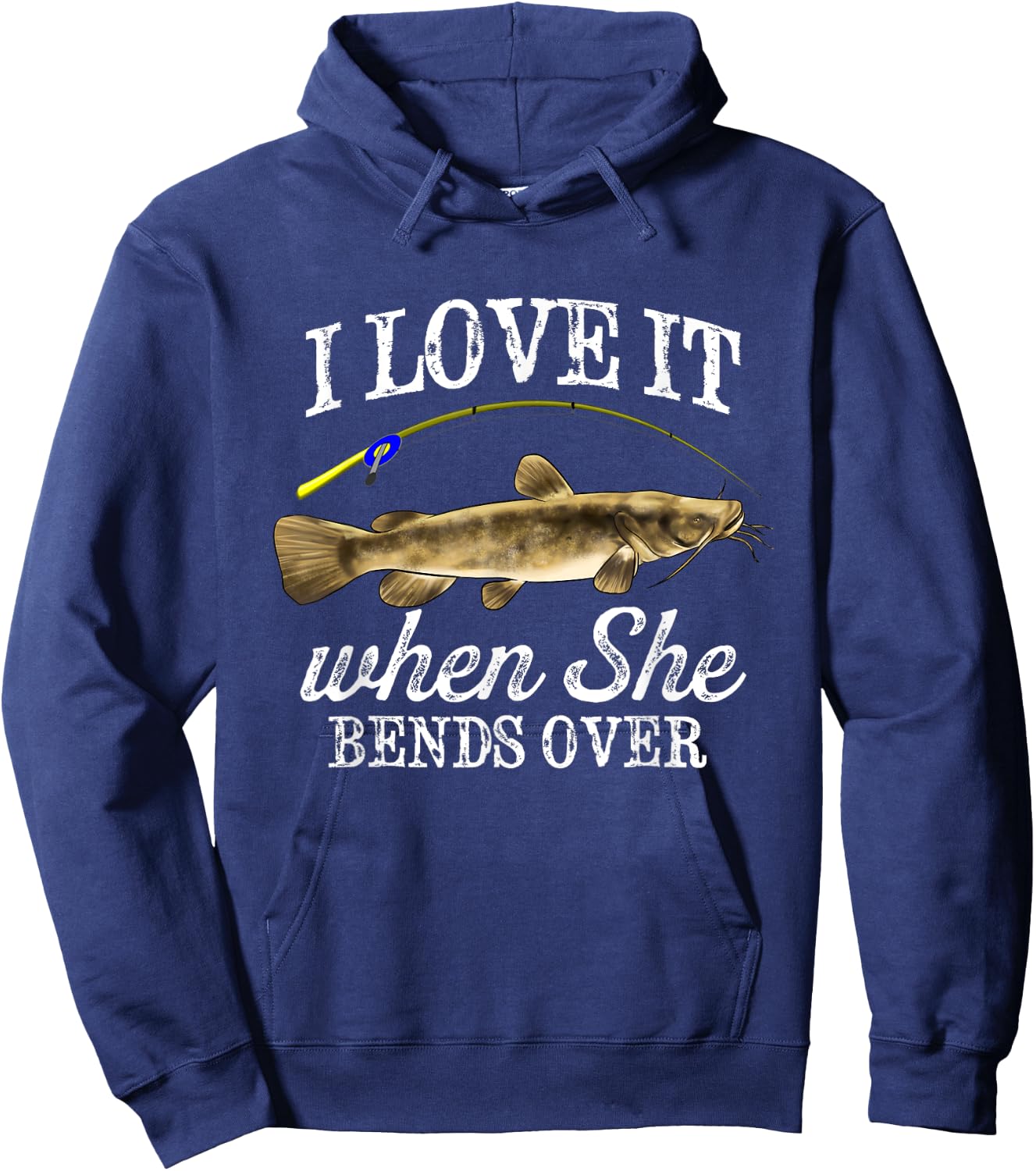Funny Flathead Catfish Fishing Freshwater Fish Graphic Hoodie - Hoodie | Navy