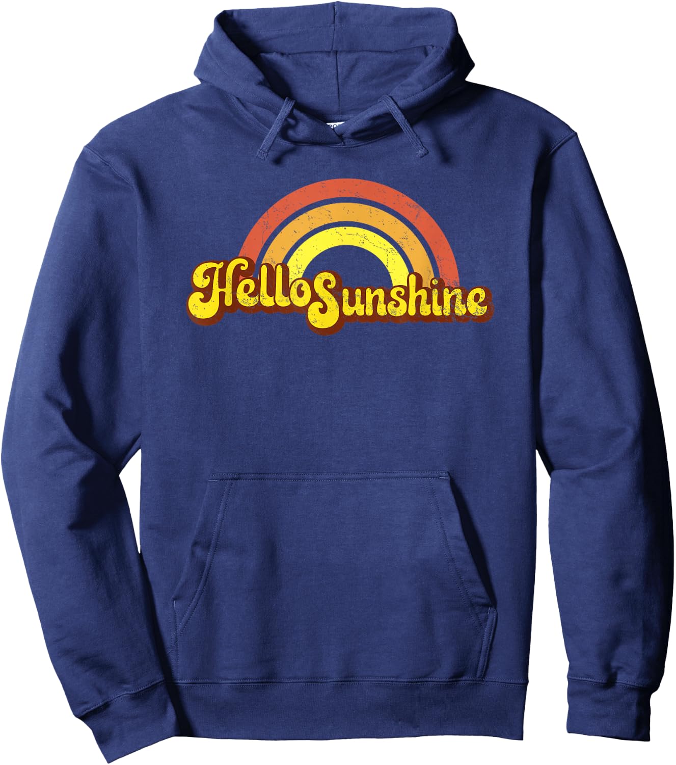 Rainbow Hello Sunshine - Retro, Hippy, Hippie Men Women Girls Kids Hoodie - Hoodie | Navy