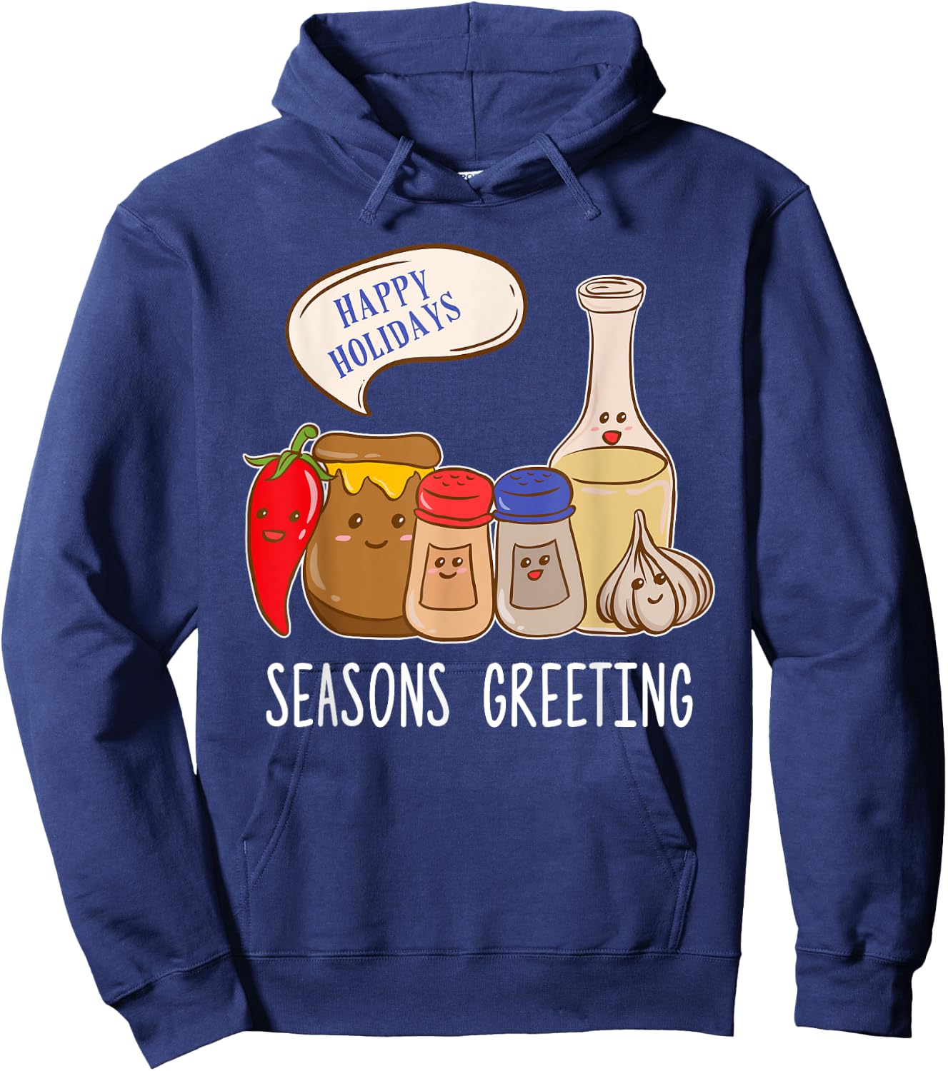 Seasons Greetings Funny Christmas Humor Holiday Food Pun Hoodie - Hoodie | Navy