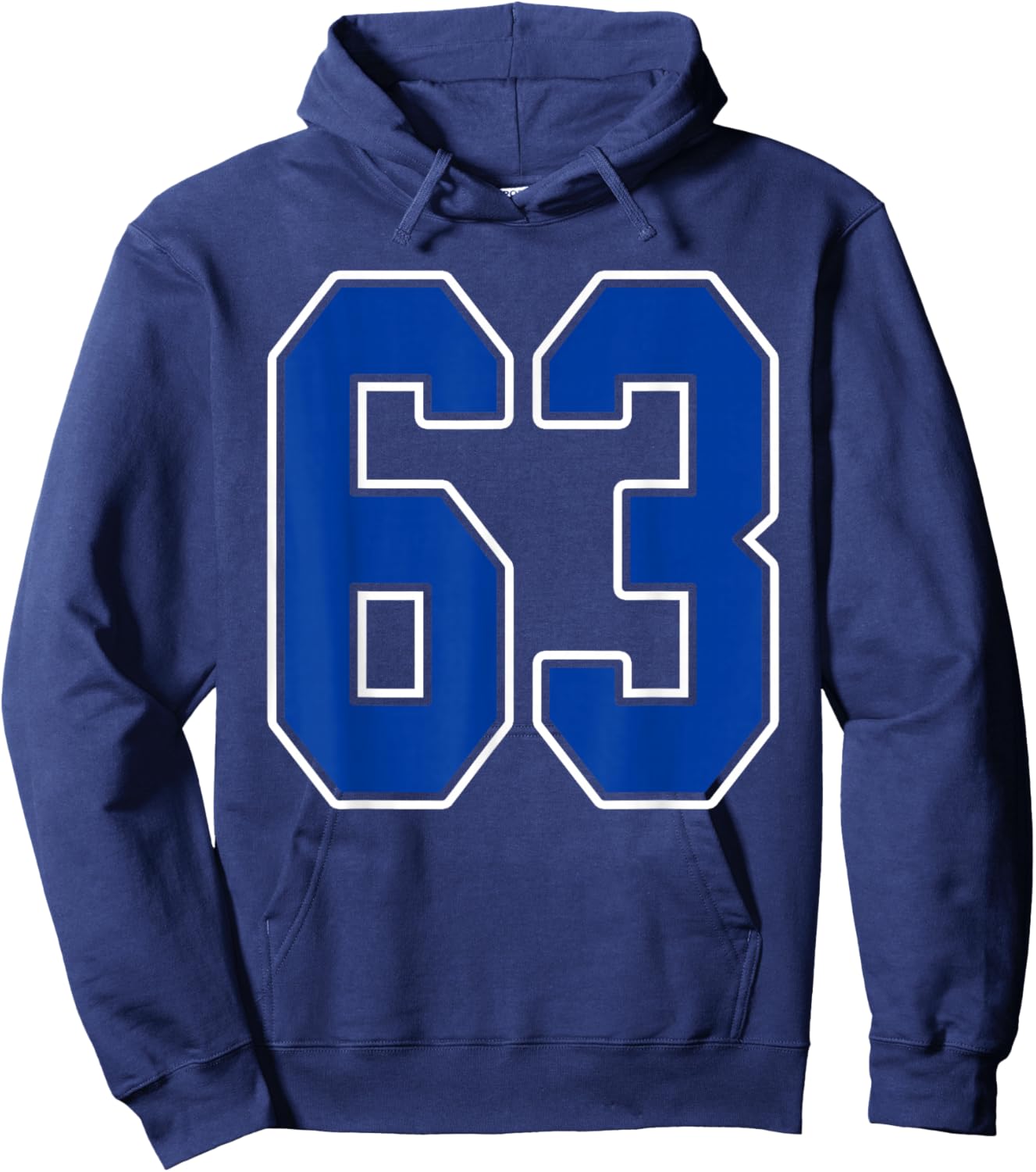 Royal Blue and White Number 63 Jersey Player Uniform #63 Fan Hoodie - Hoodie | Navy