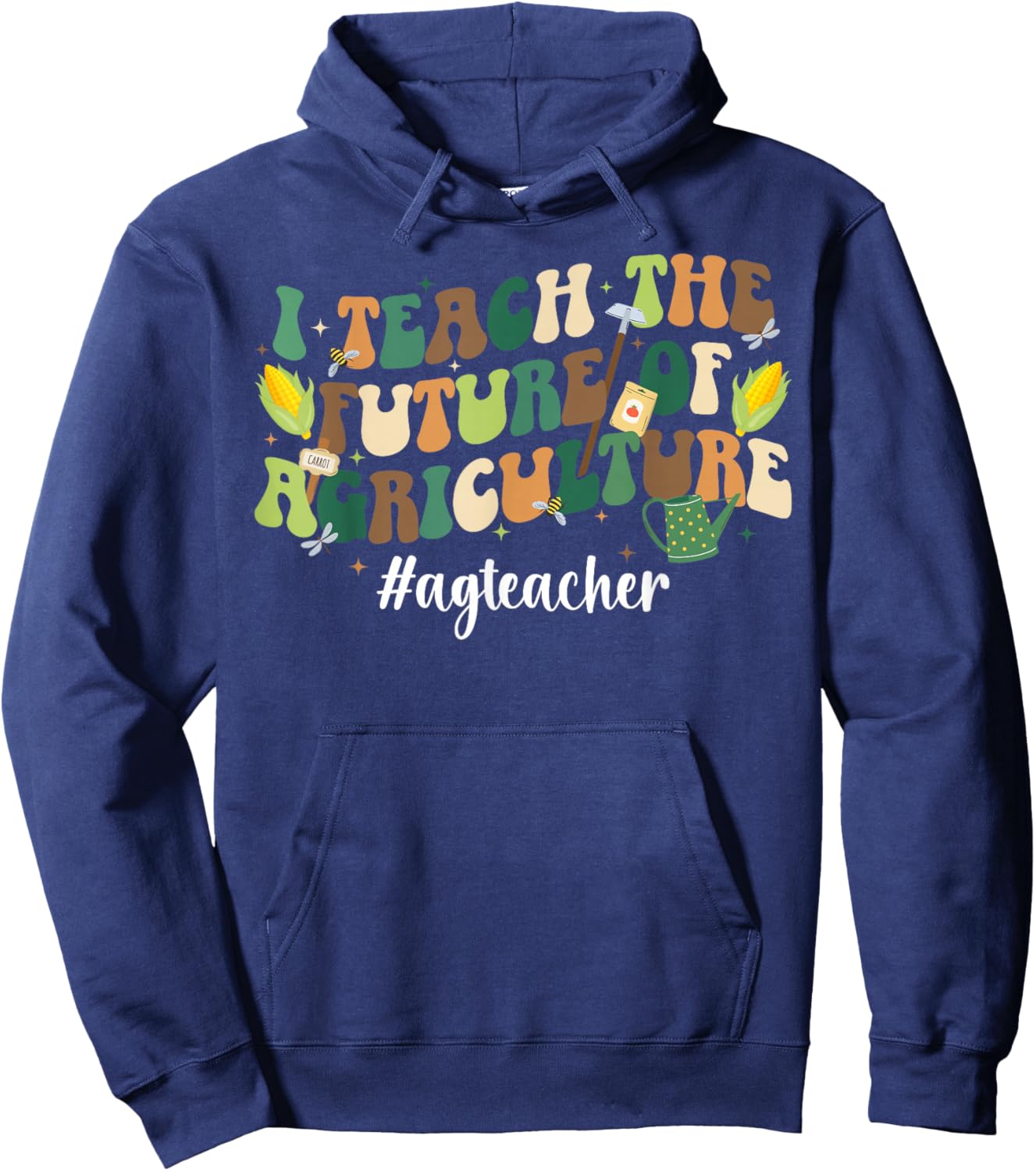 AG Teacher Groovy Agriculture Teacher Agriculture Teaching Hoodie - Hoodie | Navy