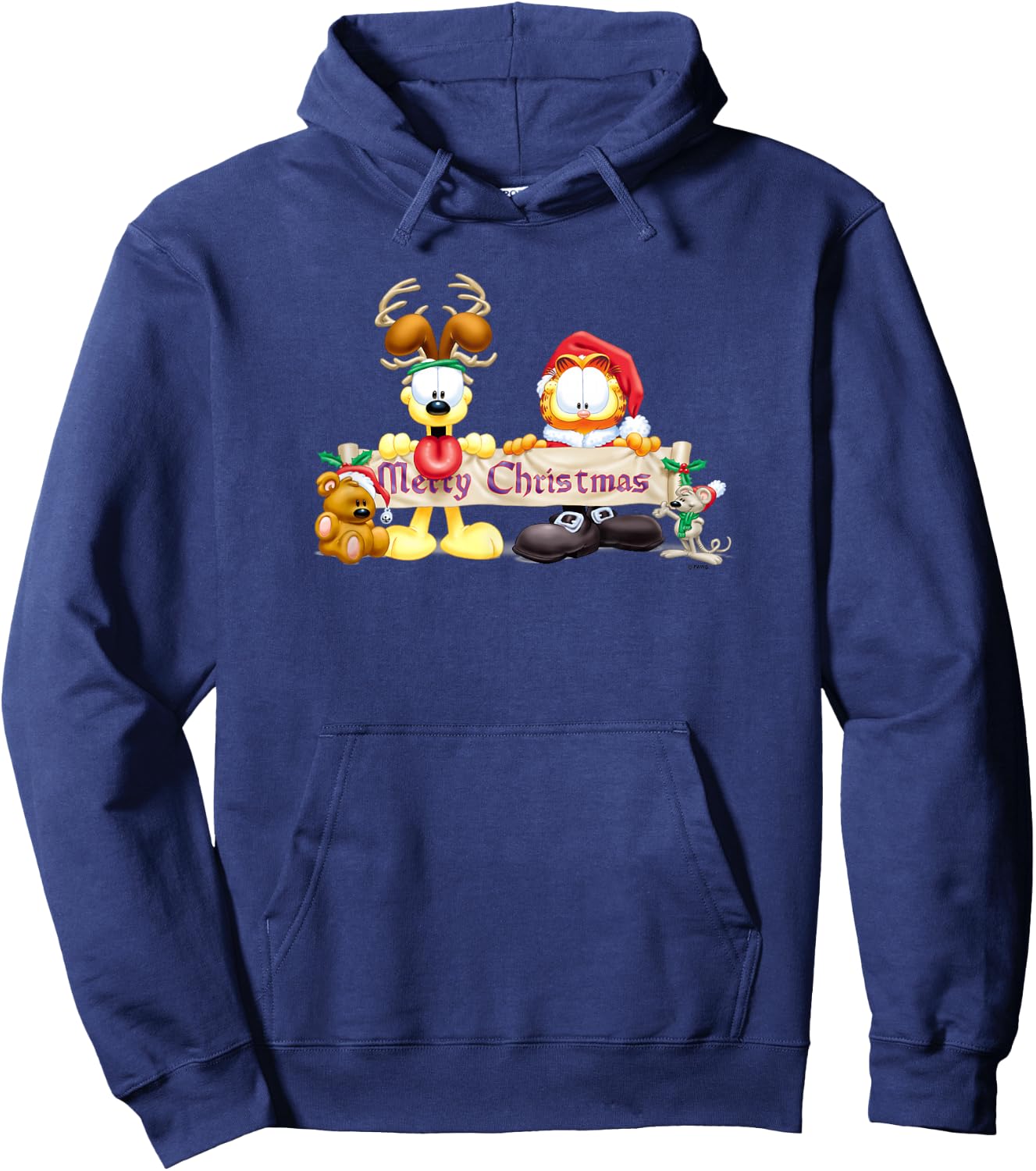 Garfield Christmas Banner Hoodie - Hoodie | Navy