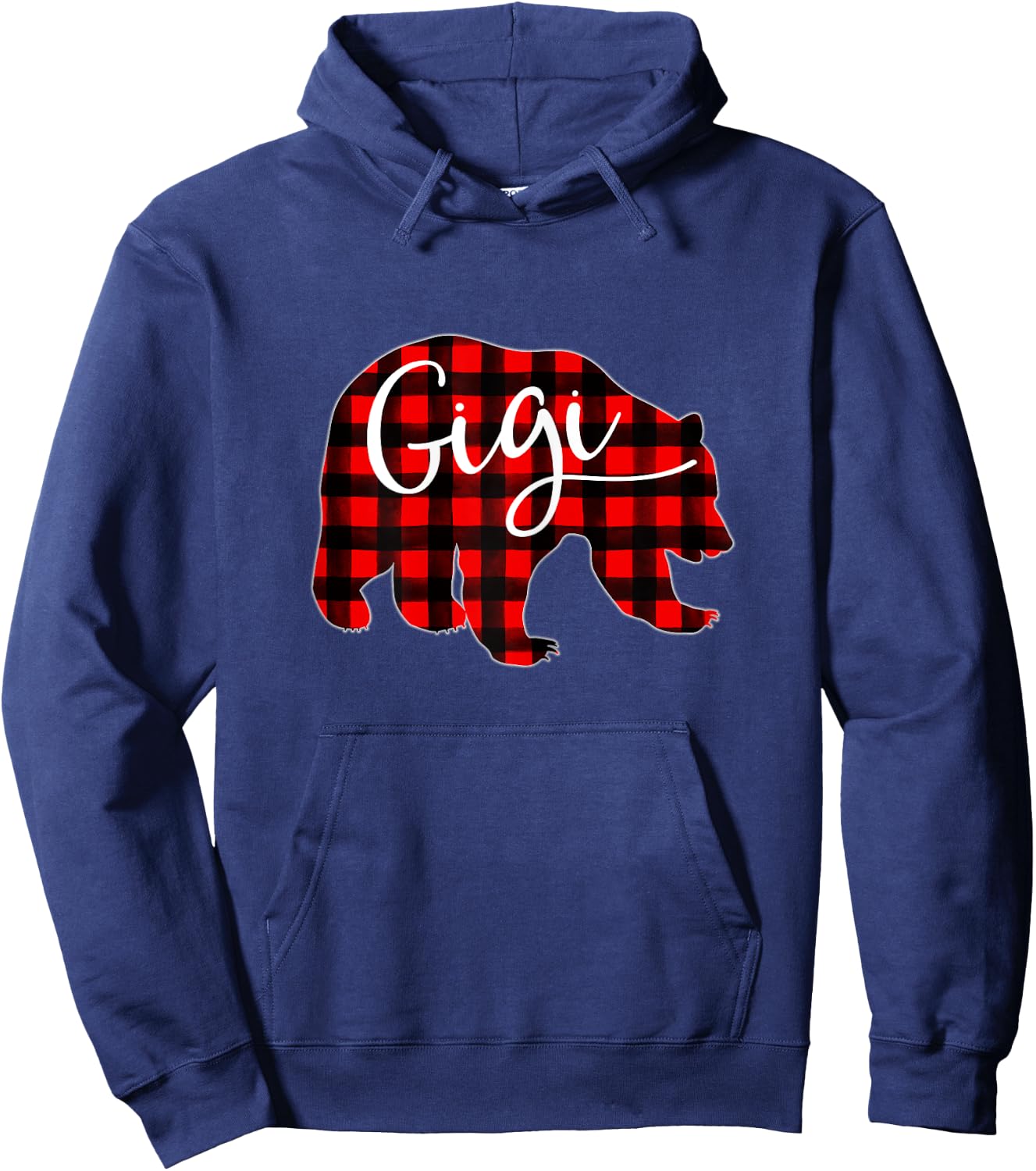 Red Plaid Gigi Bear Matching Family Christmas Eve Buffalo Hoodie - Hoodie | Navy