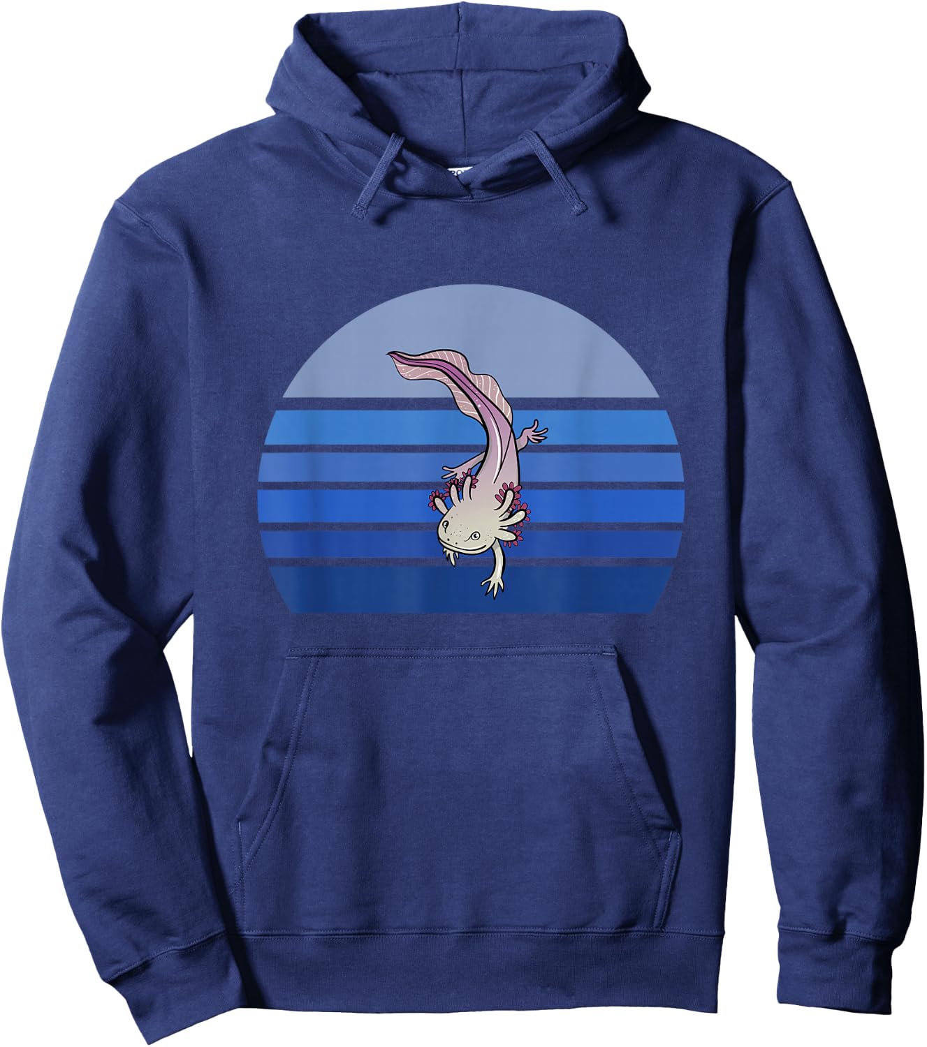 Blue Retro Axolotl Mexican Salamander Gift Lover Hoodie - Hoodie | Navy