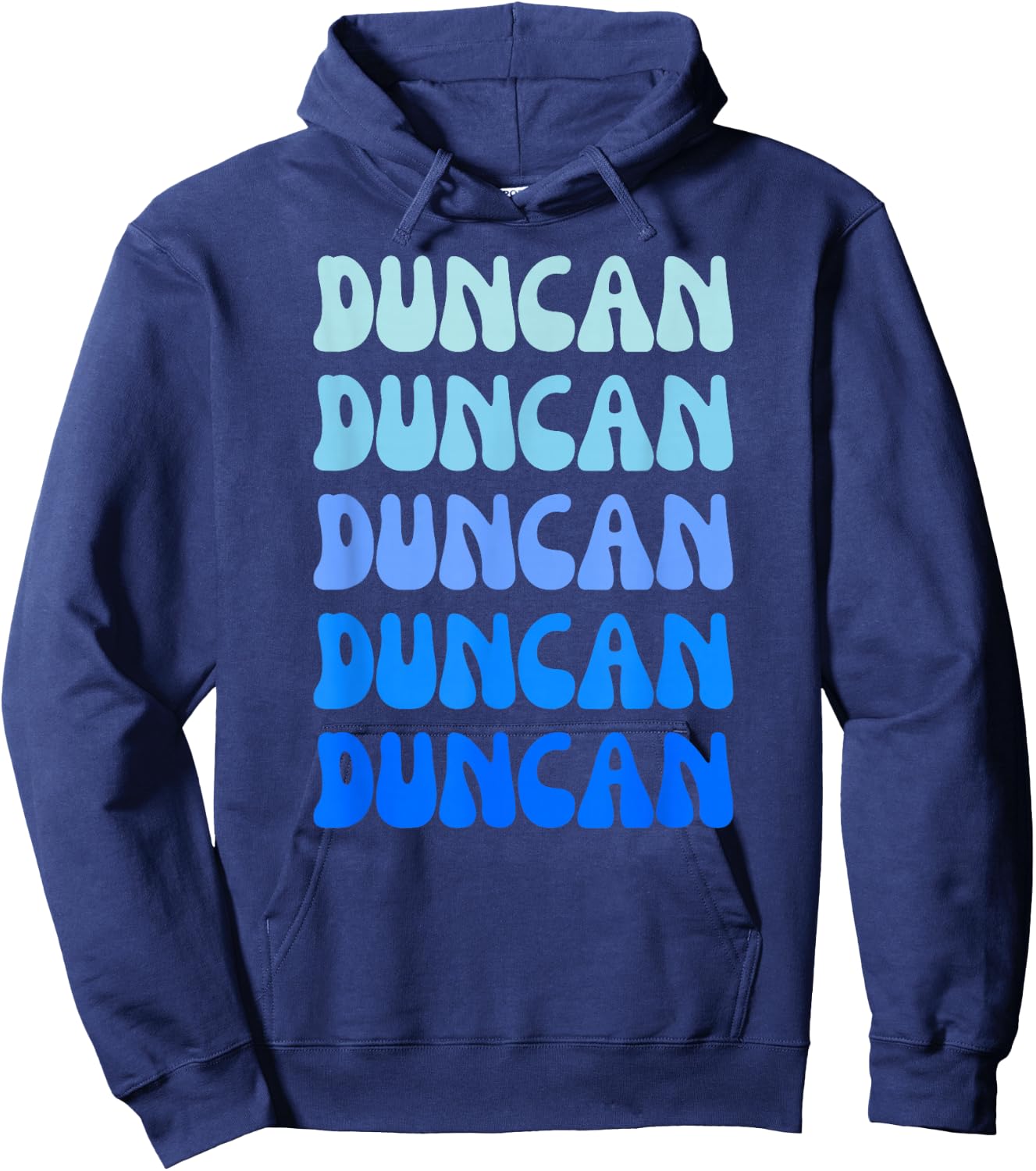 Duncan Retro Name Stack Design Hoodie - Hoodie | Navy