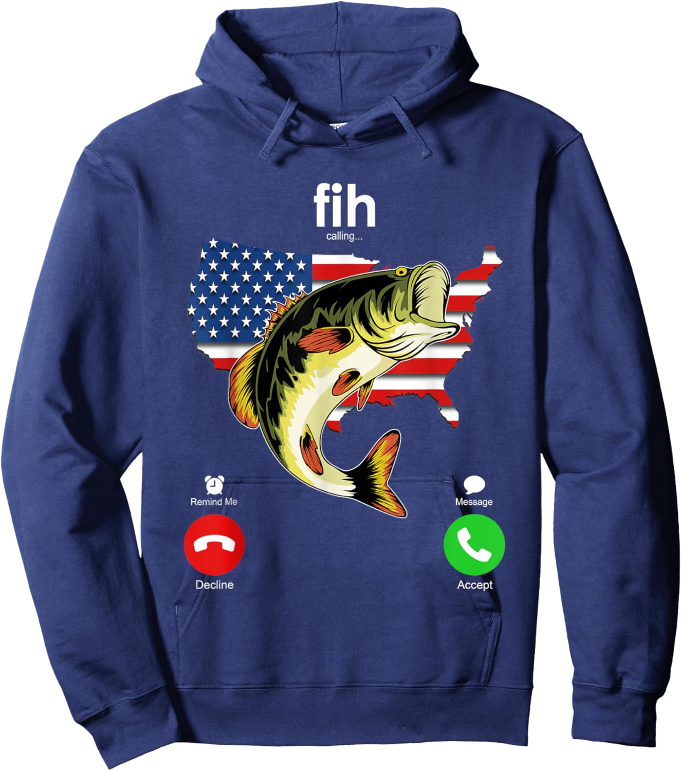 Fih Calling Remind me Message Decline Accept Phone Call Fish Hoodie - Hoodie | Navy