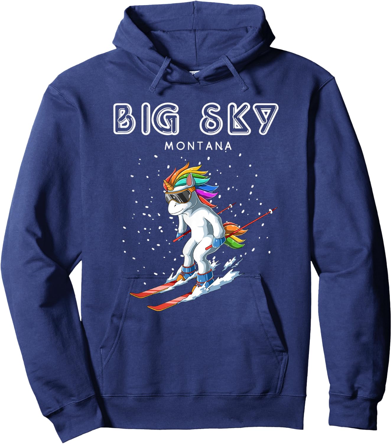 Montana Big Sky - Unicorn USA Ski Resort 80s Retro Gift Hoodie - Hoodie | Navy