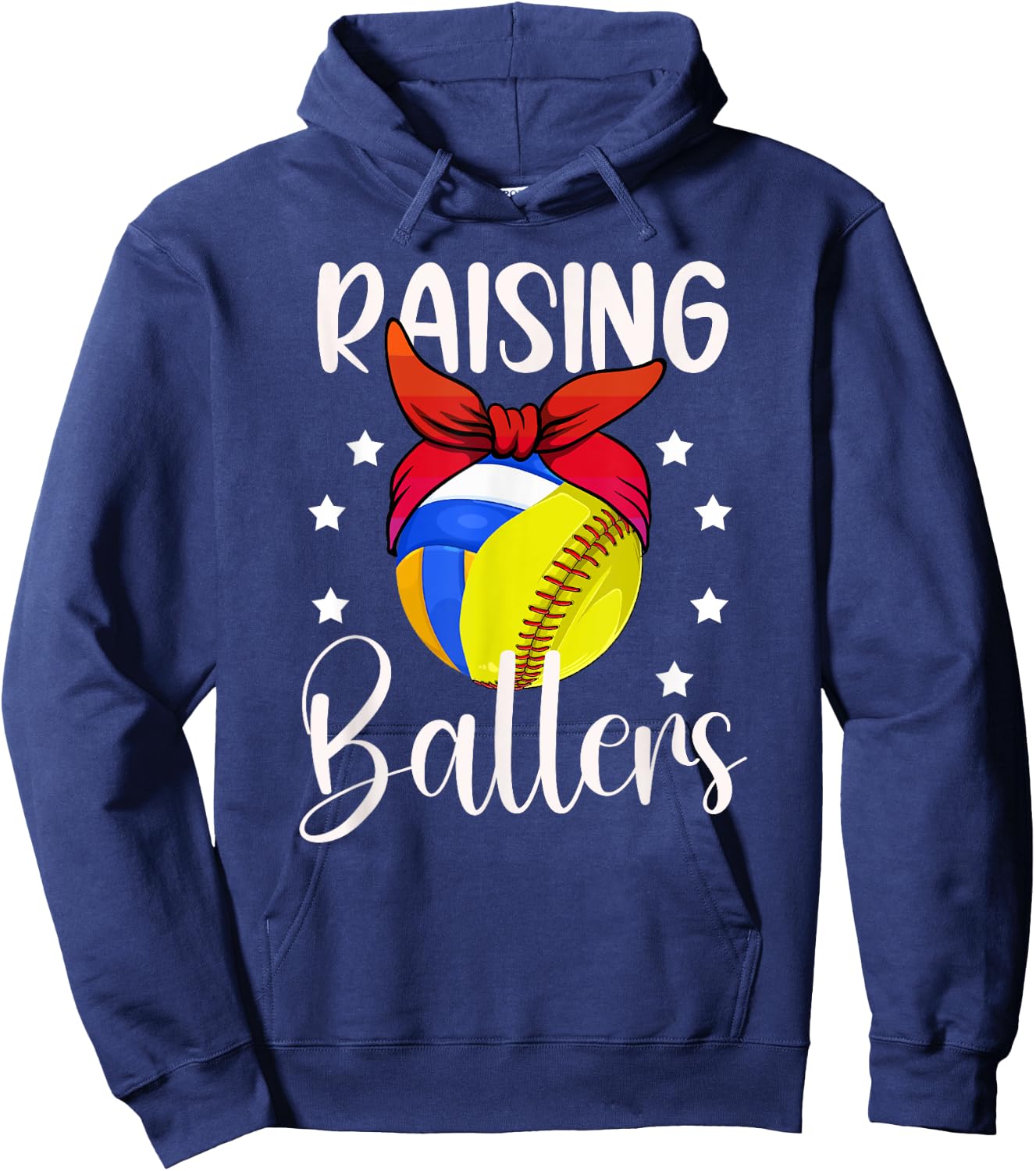 Raising Ballers Softball Volleyball Mom Hoodie - Hoodie | Navy
