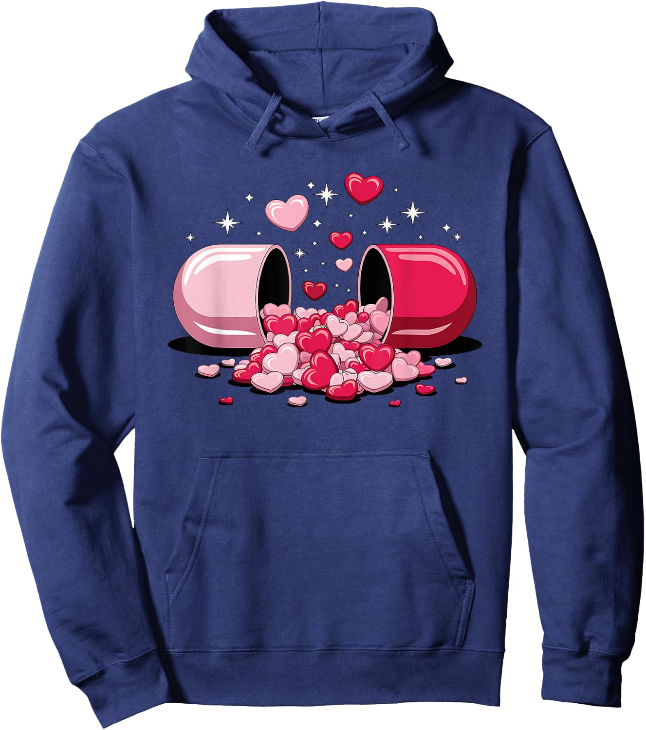 Pills Heart Love Valentine Hearts Medicine Pharmacy Capsule Hoodie - Hoodie | Navy