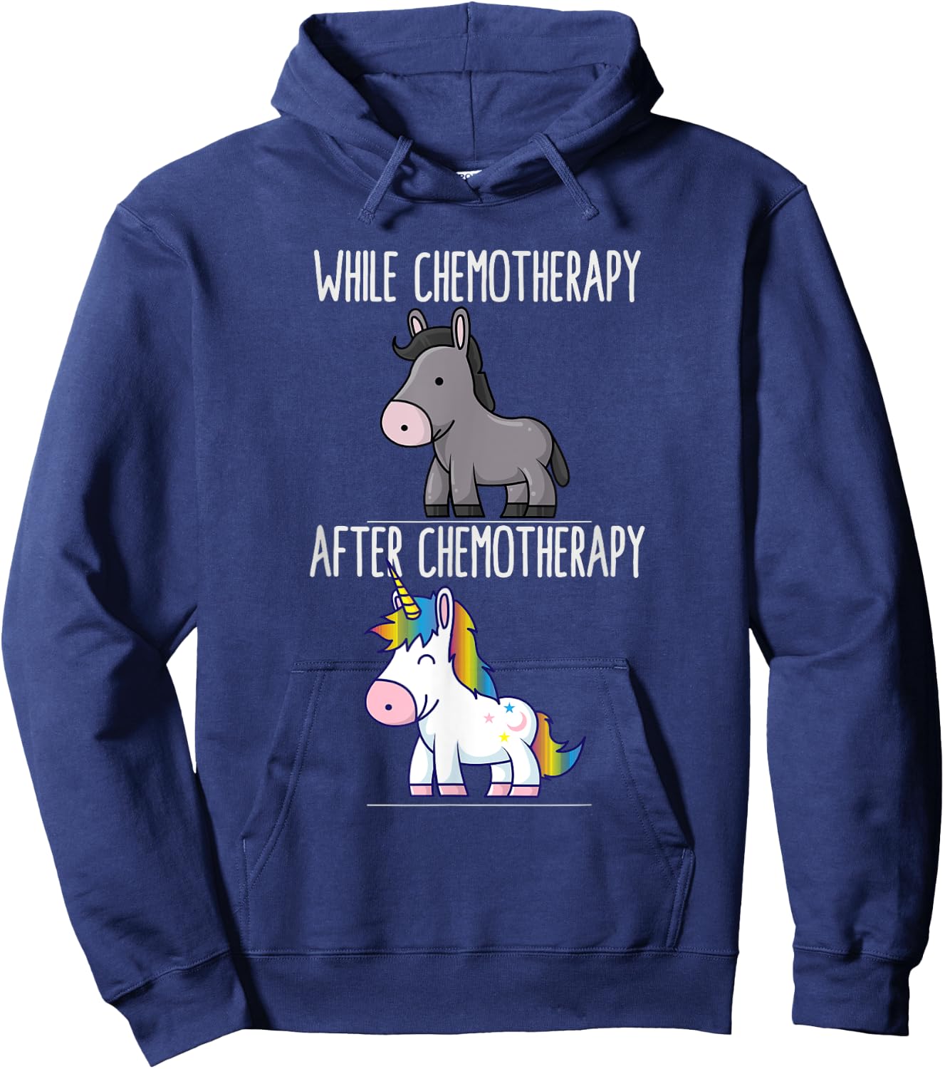 Battle Cancer Survivor Chemotherapy Unicorn Chemo Warrior Hoodie - Hoodie | Navy