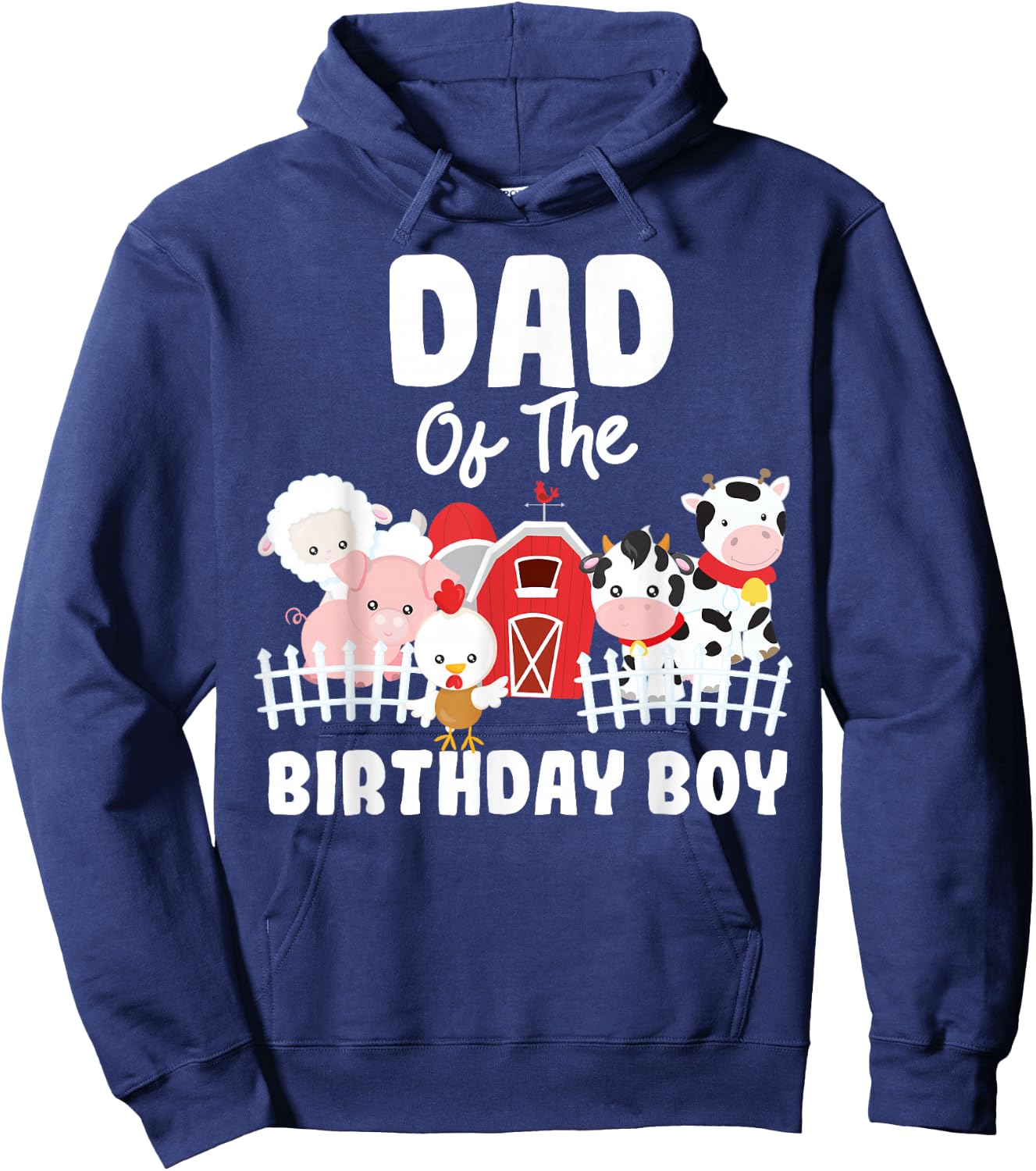 Dad Of The Birthday Boy Farm Animals Birthday Party Hoodie - Hoodie | Navy