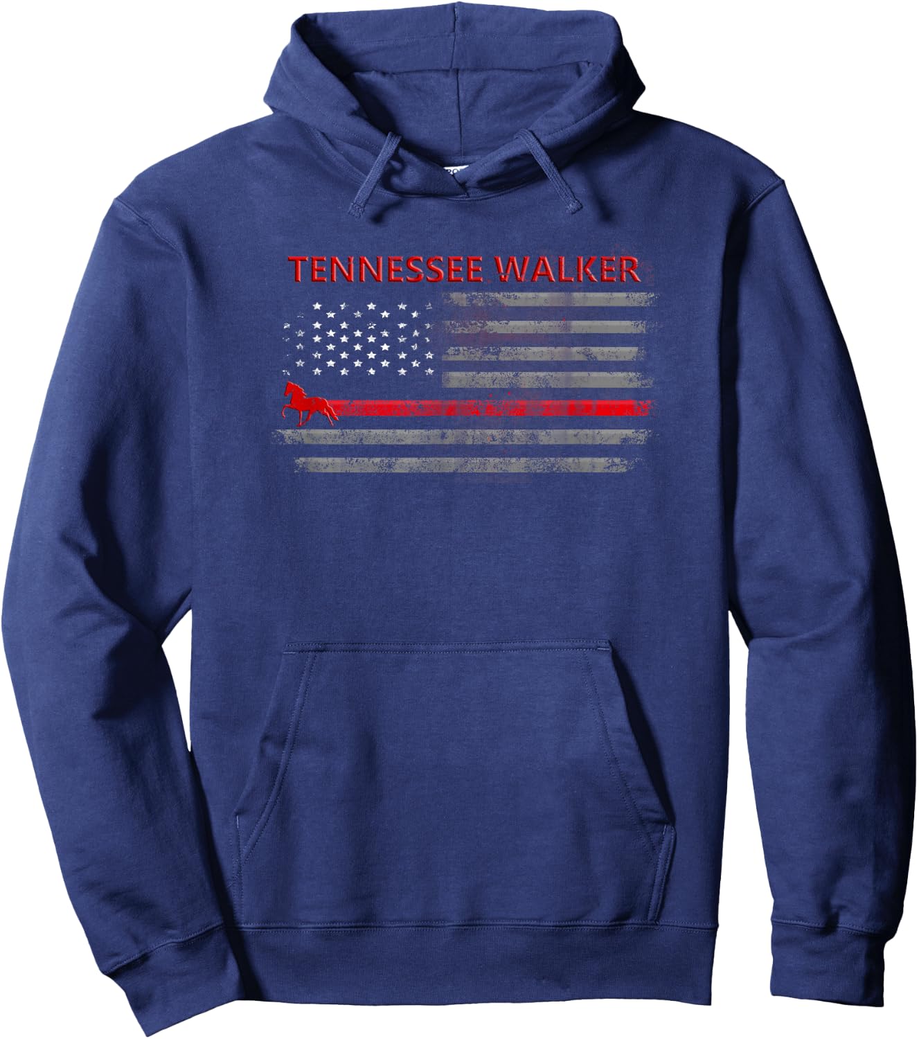 Tennessee Walker Horse With American Flag Hoodie - Hoodie | Navy