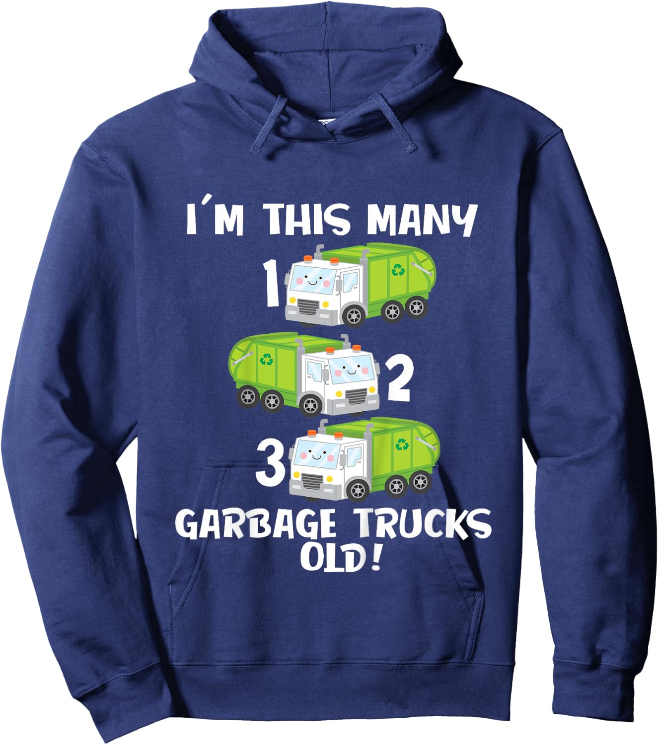 3rd Birthday Cute Garbage Truck Counting 123 Toddlers Hoodie - Hoodie | Navy