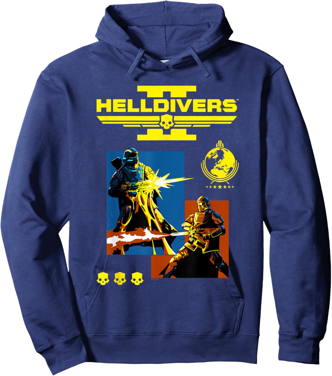 Helldivers 2 Divers for Liberty Collage and Logo Video Game Hoodie - Hoodie | Navy