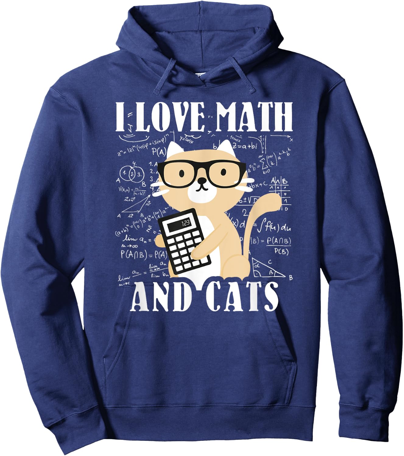 Math Kitty Cat I Love Math And Cats Mathematics Math Women Kids Hoodie - Hoodie | Navy