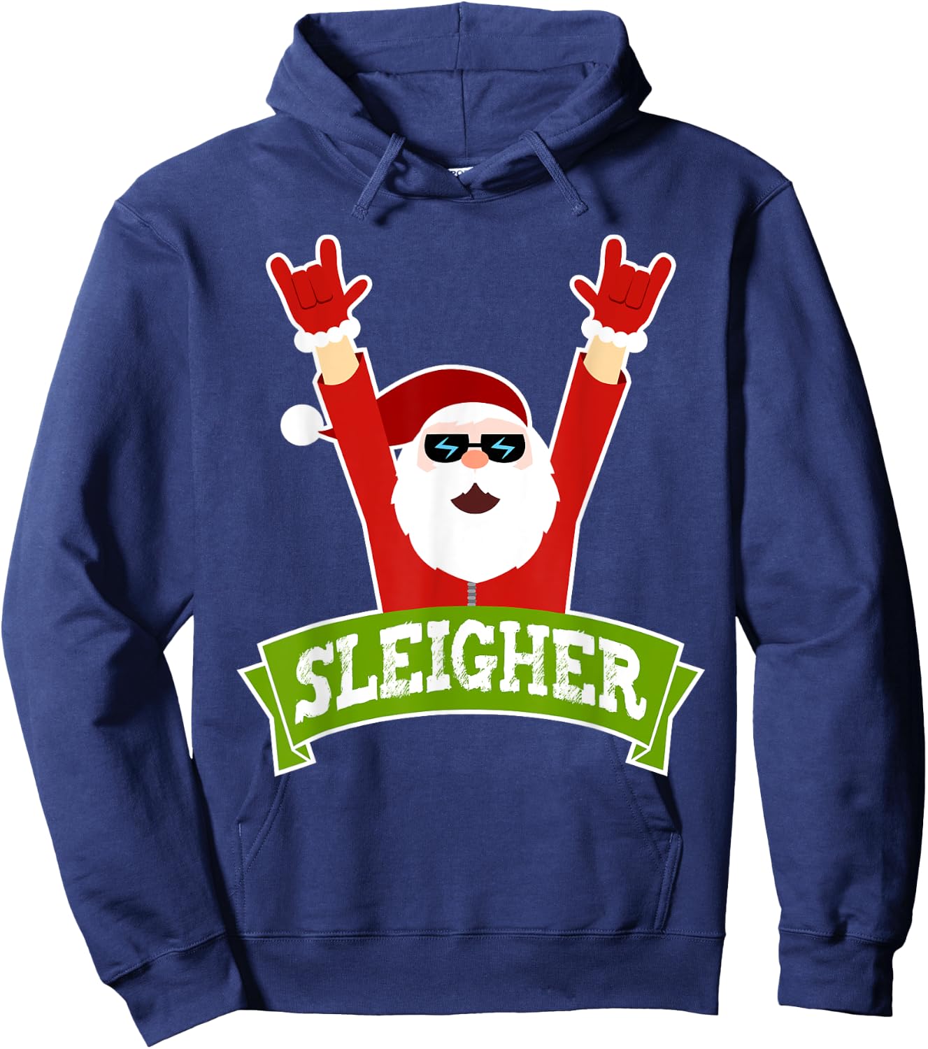 SLEIGHER - Funny Heavy Metal Music Santa - Christmas Hoodie - Hoodie | Navy