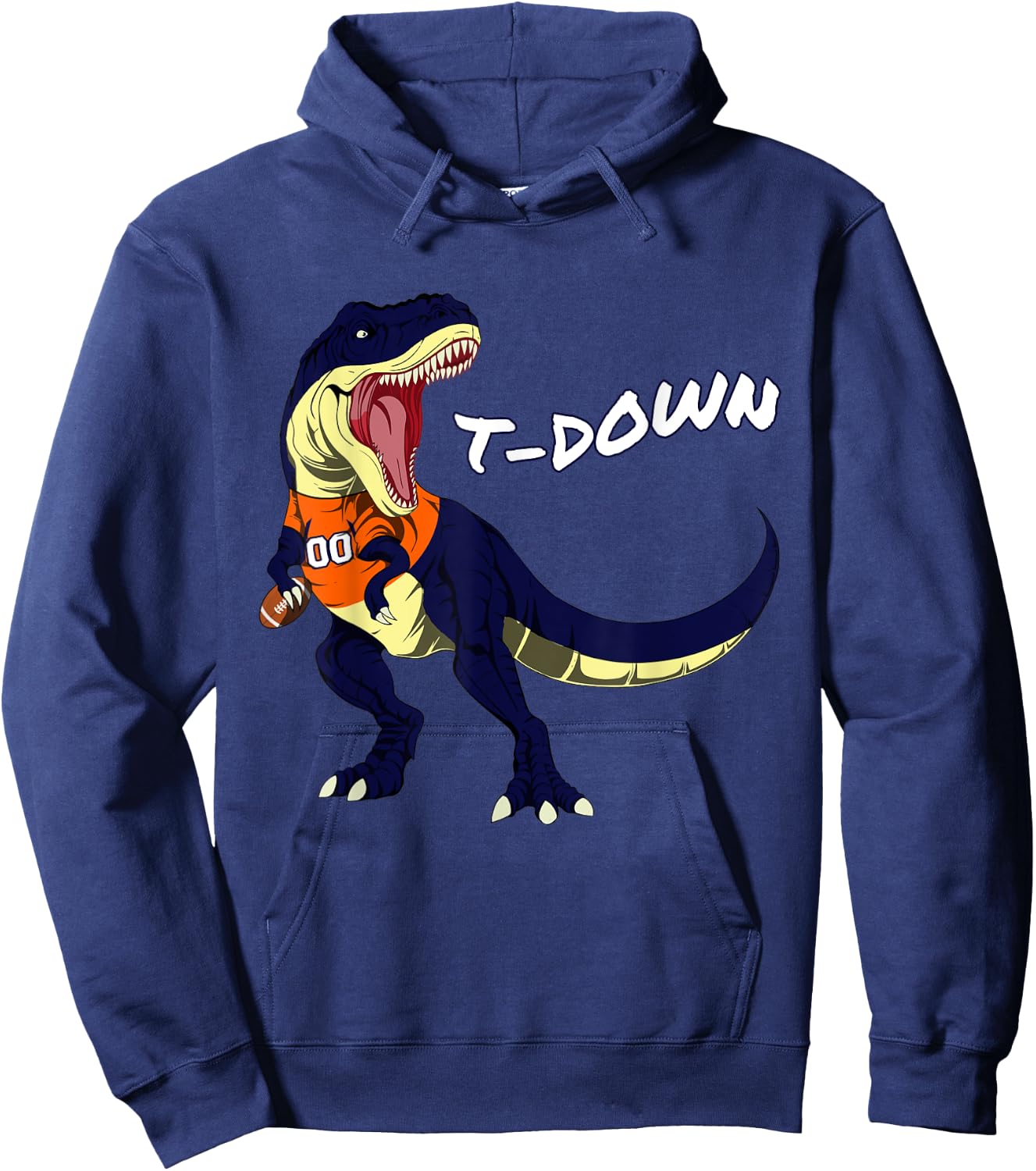Denver Dinosaur T Rex Football Touchdown Kids Boys Girls Hoodie - Hoodie | Navy