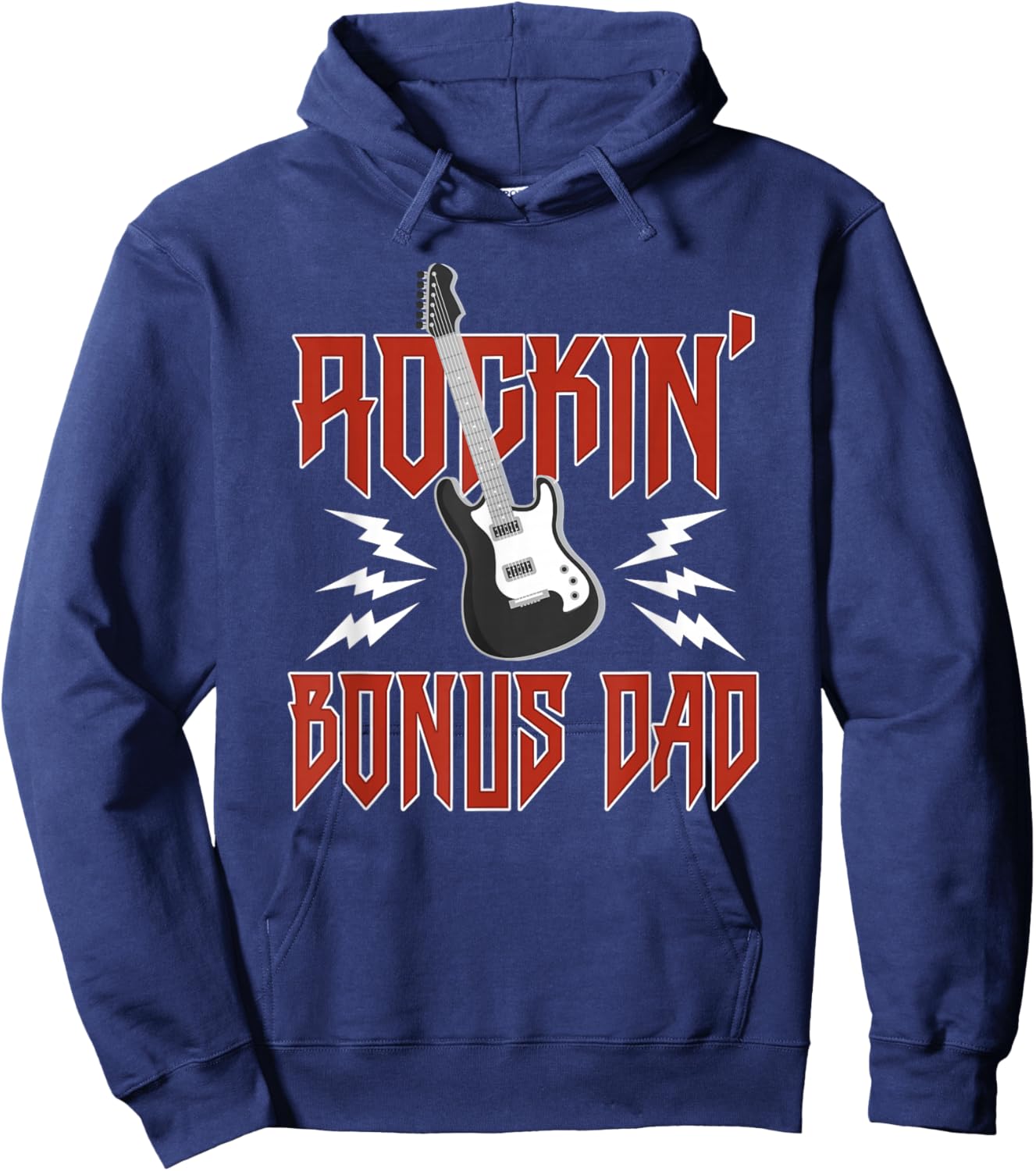 Bonus Dad Rockin One Birthday Family Matching Rock Guitar Hoodie - Hoodie | Navy