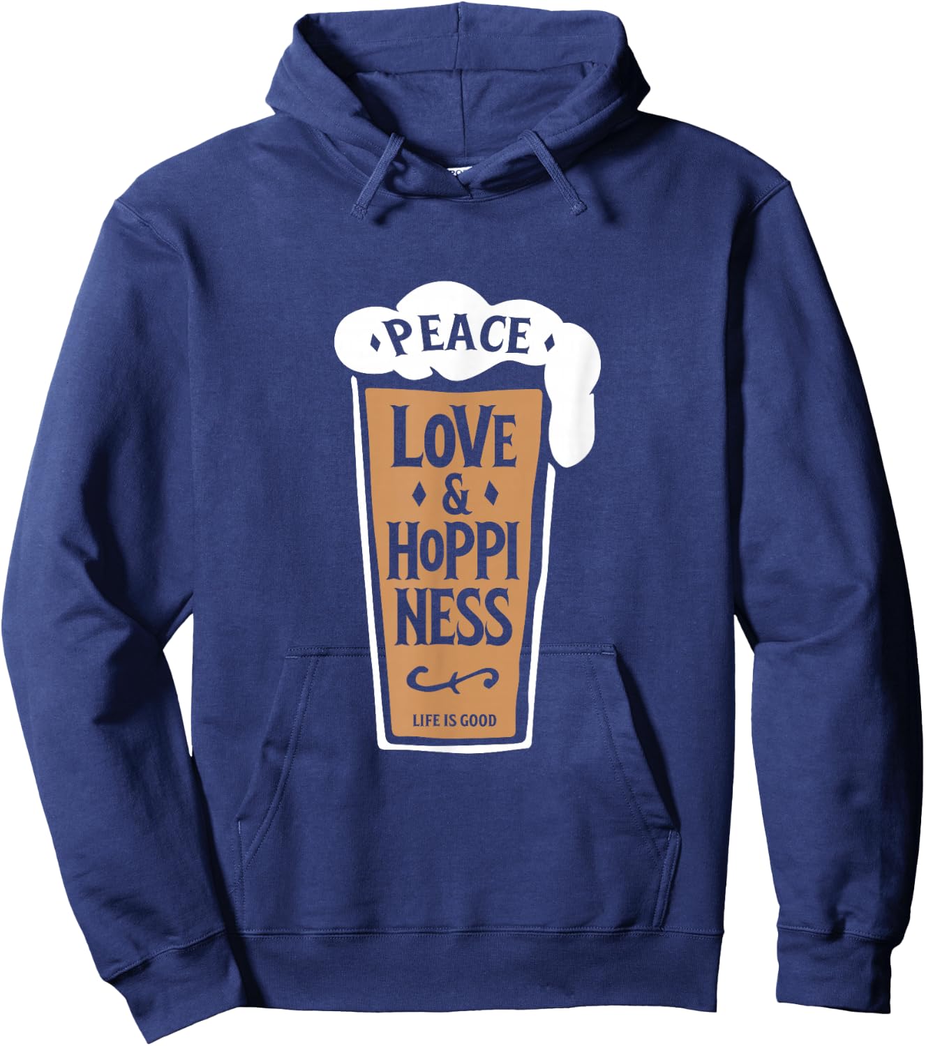 IPA Lovers : Craft Beer Peace Love and Hoppiness Pint Hoodie - Hoodie | Navy