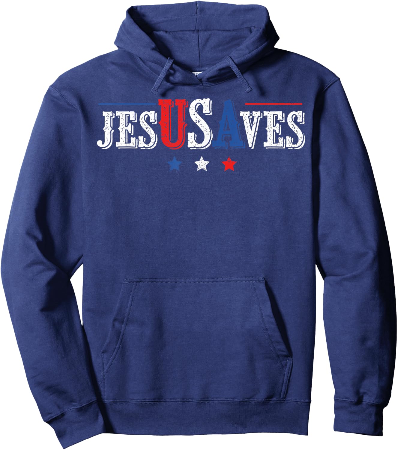 Jesus Saves USA American Flag Patriotic Christian 4th July Hoodie - Hoodie | Navy